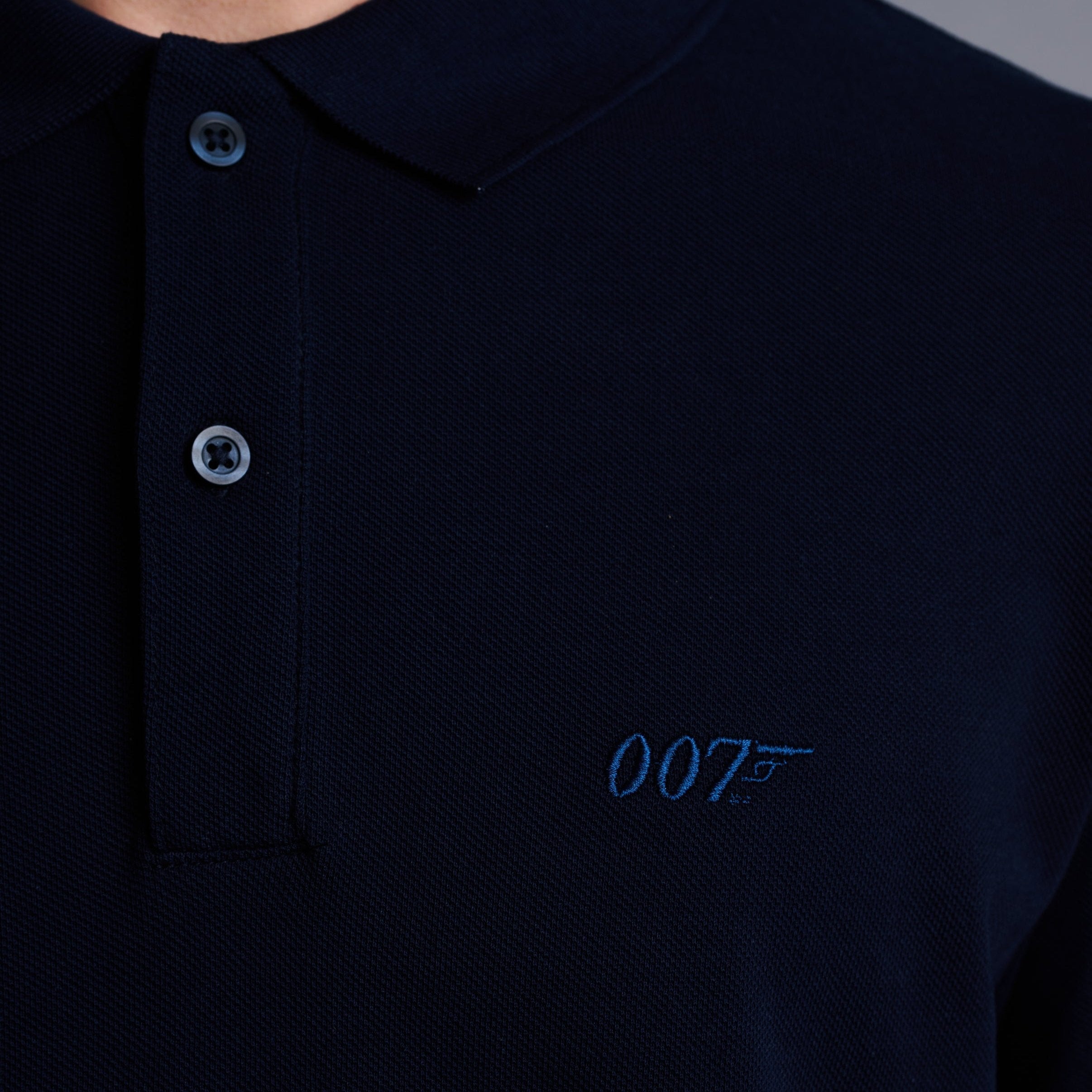 James Bond 007 Embroidered Cotton Polo Shirt - Navy Edition
