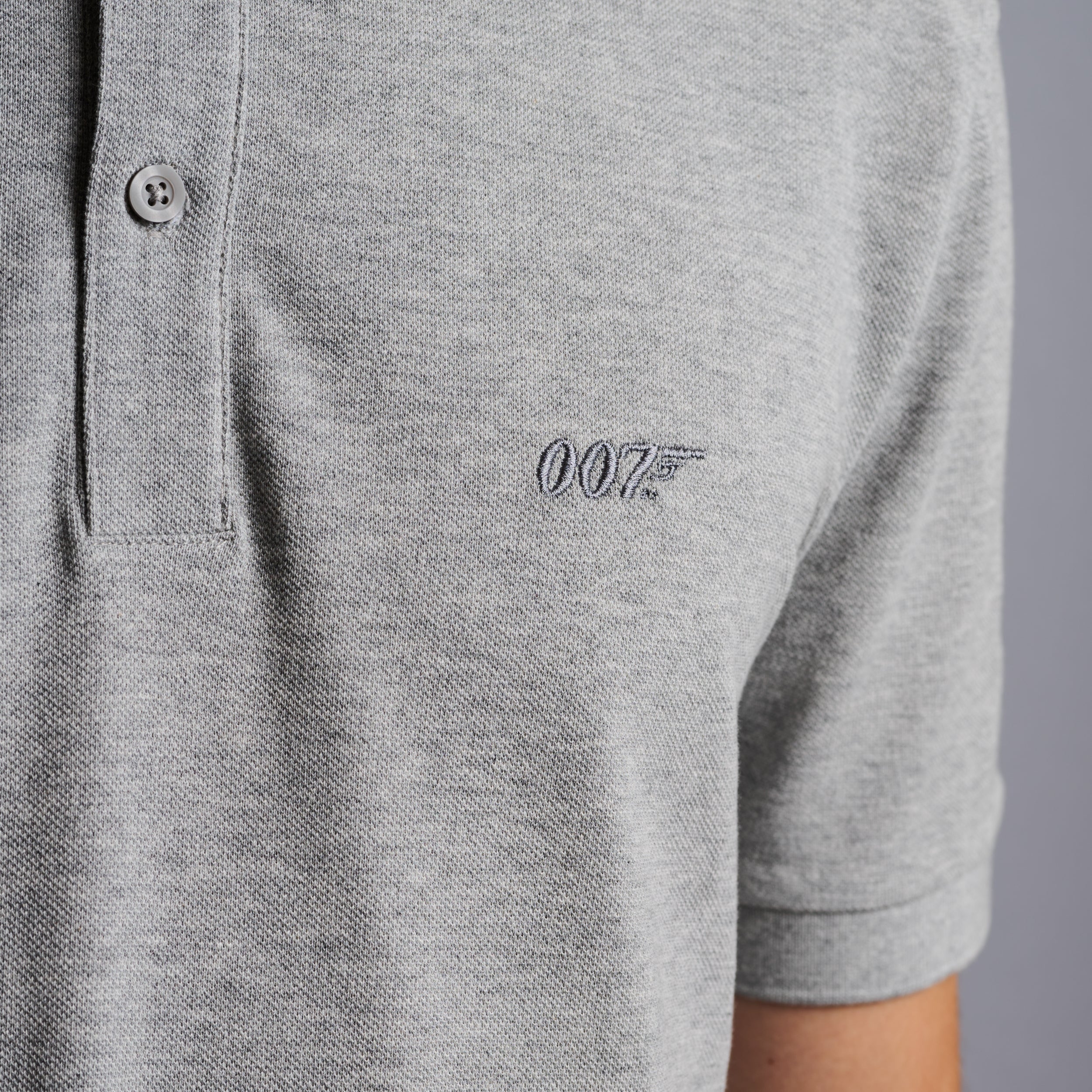 James Bond 007 Embroidered Cotton Polo Shirt - Grey Marl Edition