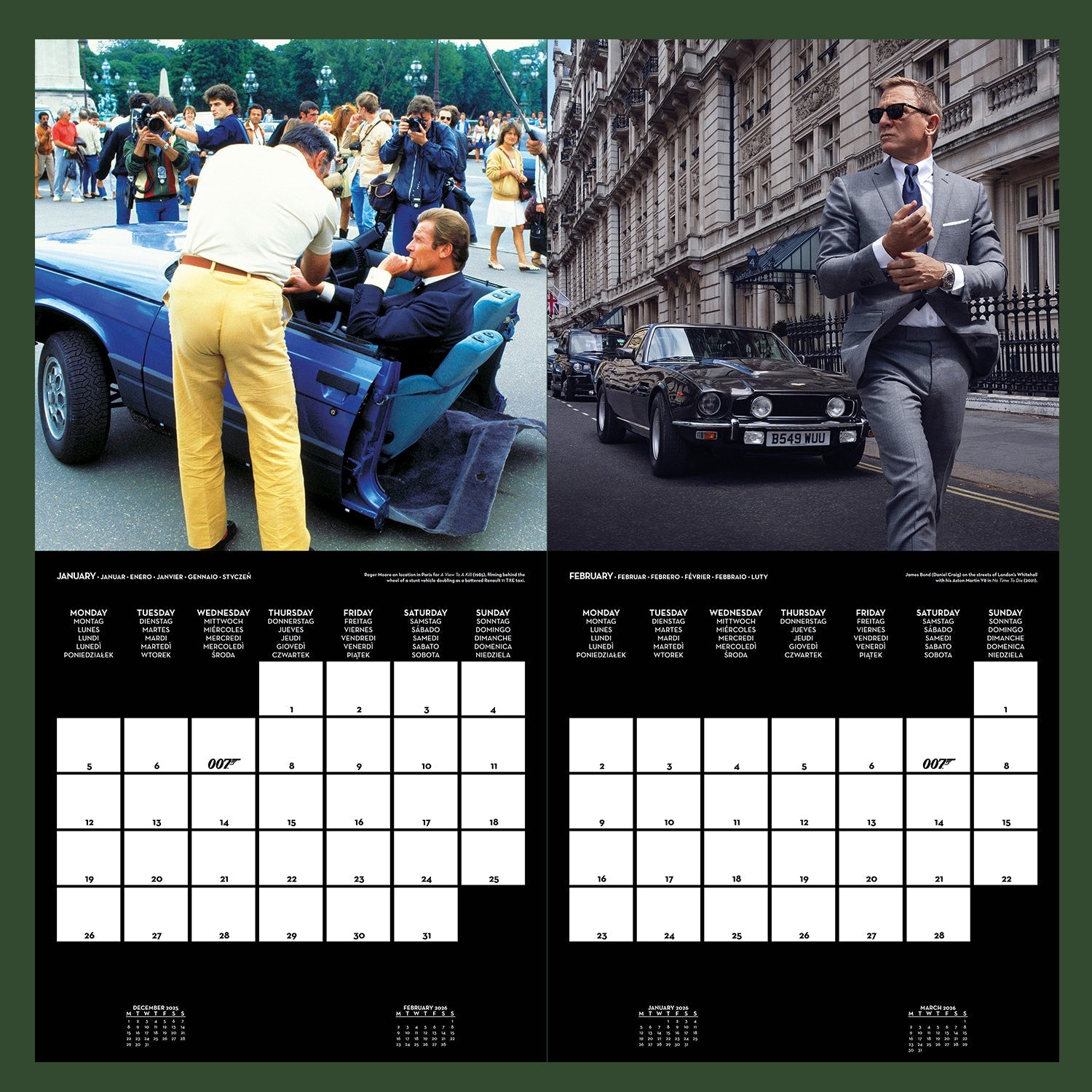 James Bond 2026 Wall Calendar (Outlet Item)