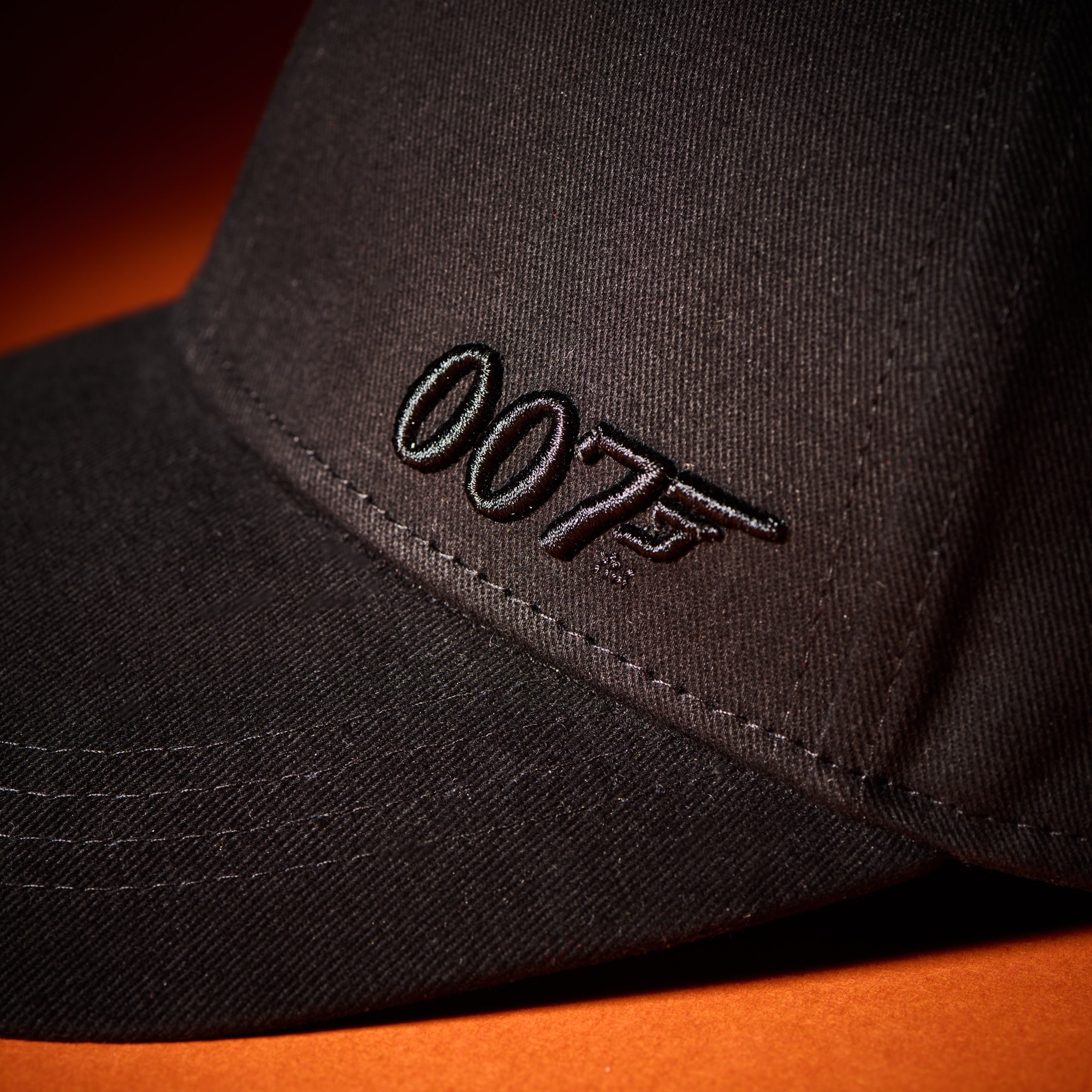 James Bond 3D 007 Embroidered Baseball Cap - Black On Black