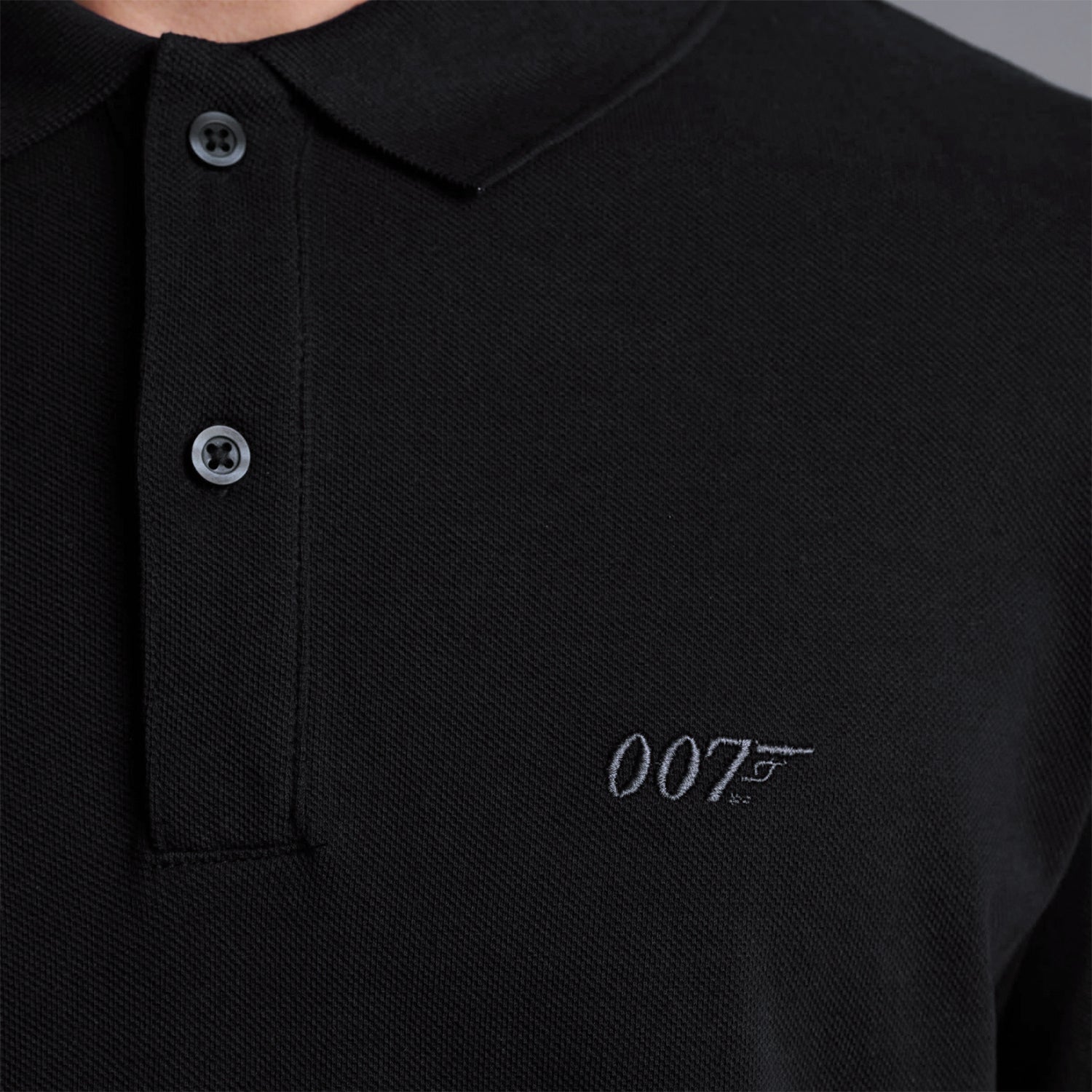 James Bond 007 Embroidered Cotton Polo Shirt - Black Edition