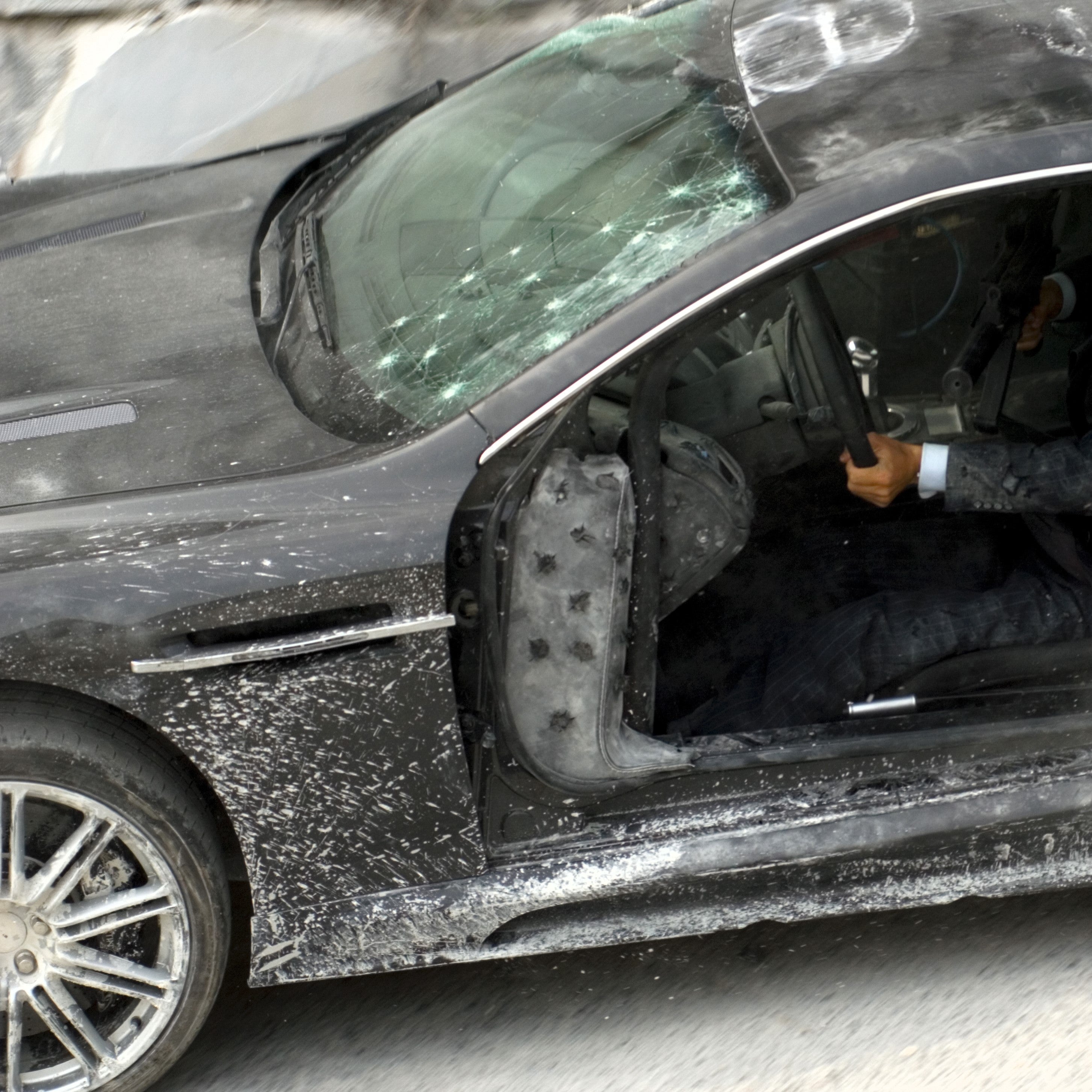 James Bond Damaged Aston Martin DBS Model Car - Quantum Of Solace Edition - By Corgi