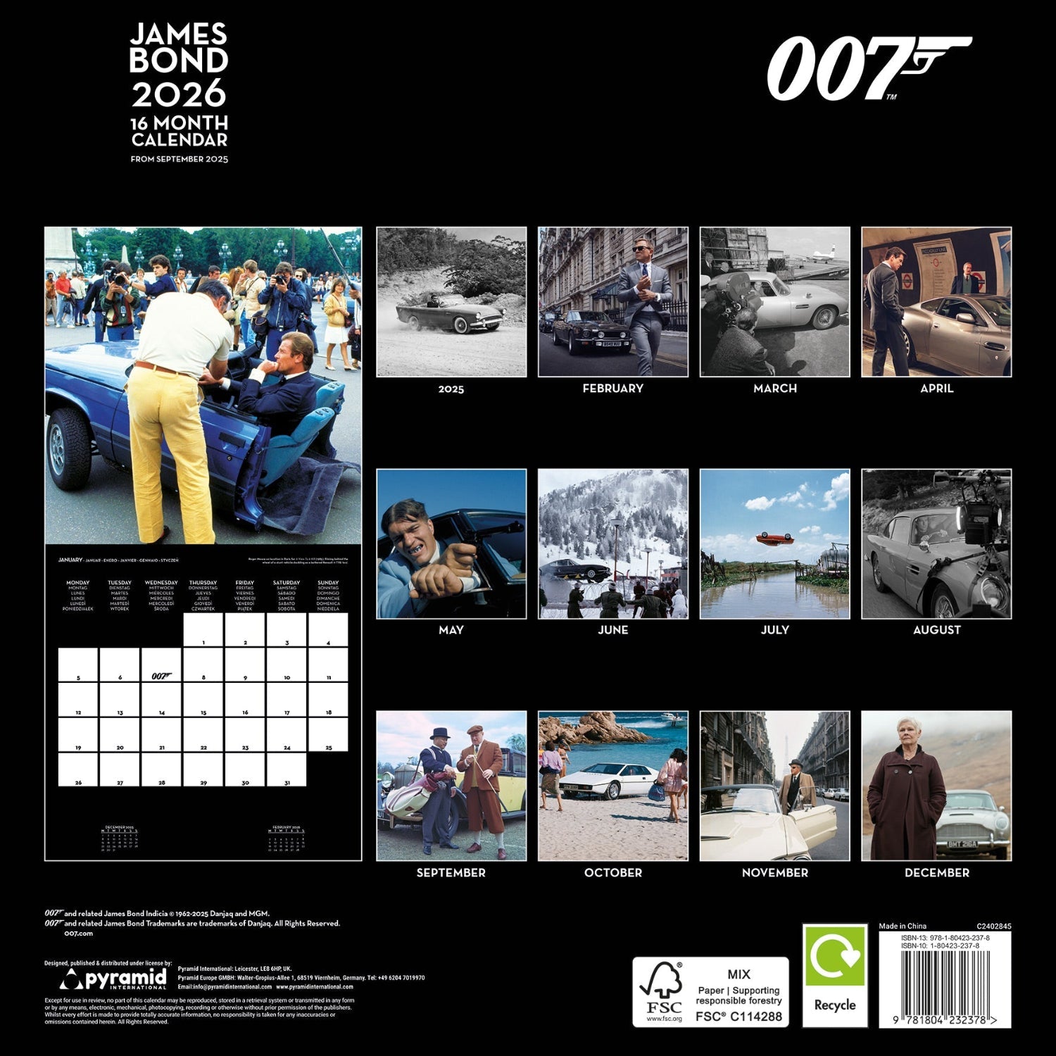 James Bond 2026 Wall Calendar (Outlet Item)