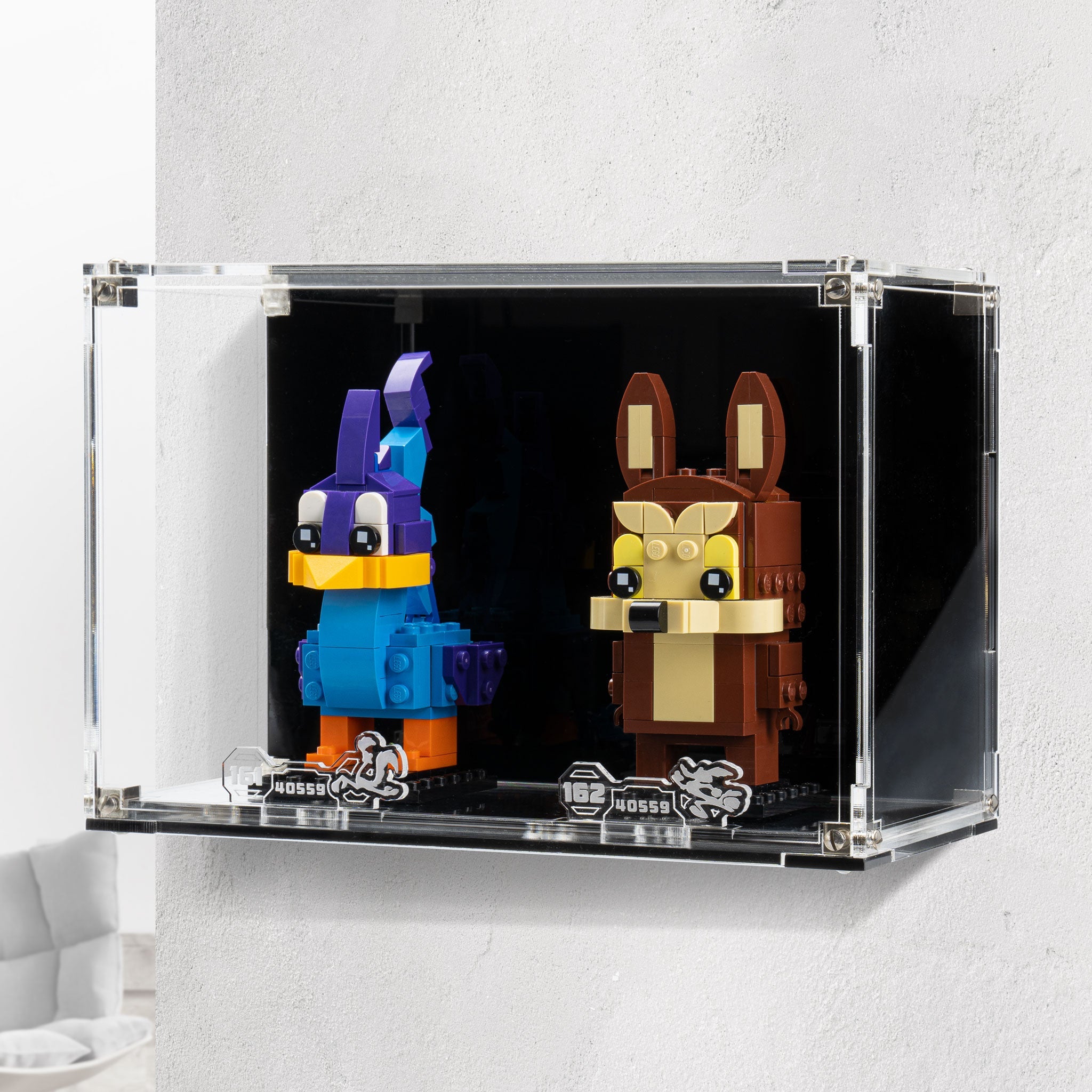 Wall Mounted Display Case for LEGO® Brickheadz Road Runner & Wile. E. Coyote (40559)
