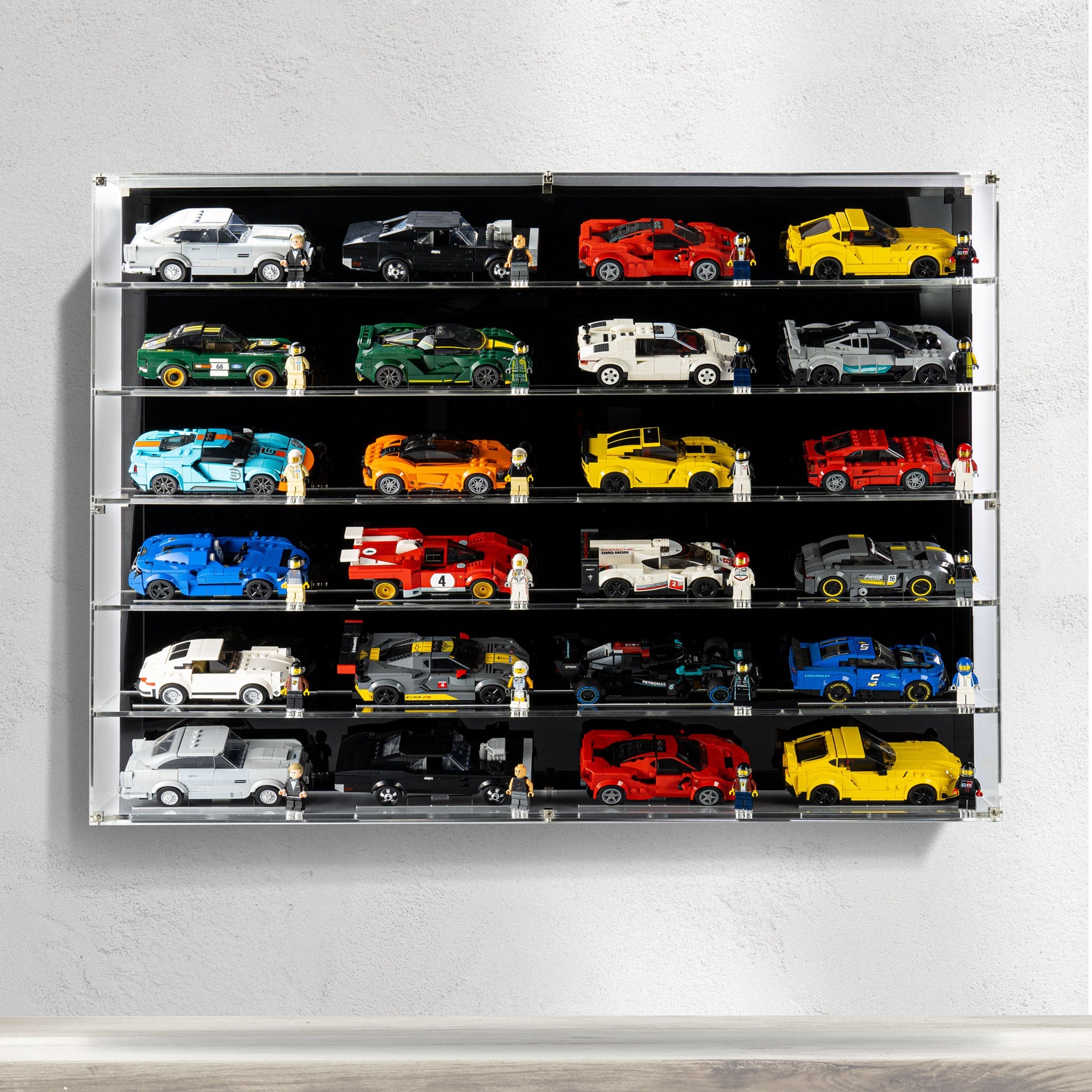 Wall mounted Display Case for 24x LEGO® Speed Champions Cars (6x4)
