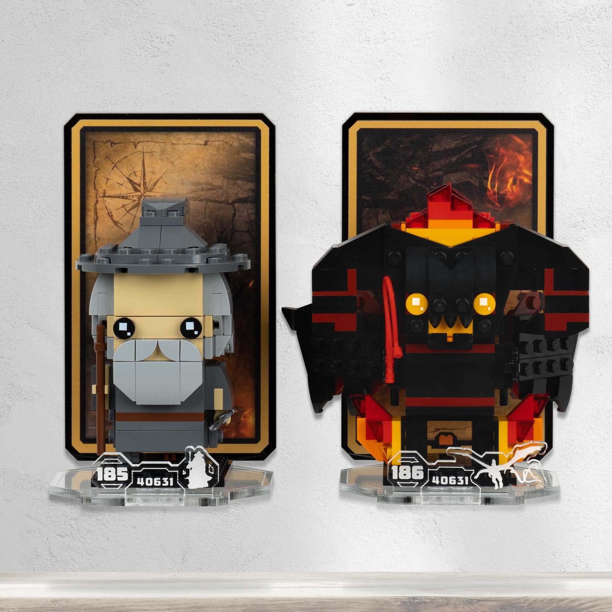 Wall mounted Display for LEGO® Brickheadz: Gandalf the Grey™ & Balrog™ (40631)