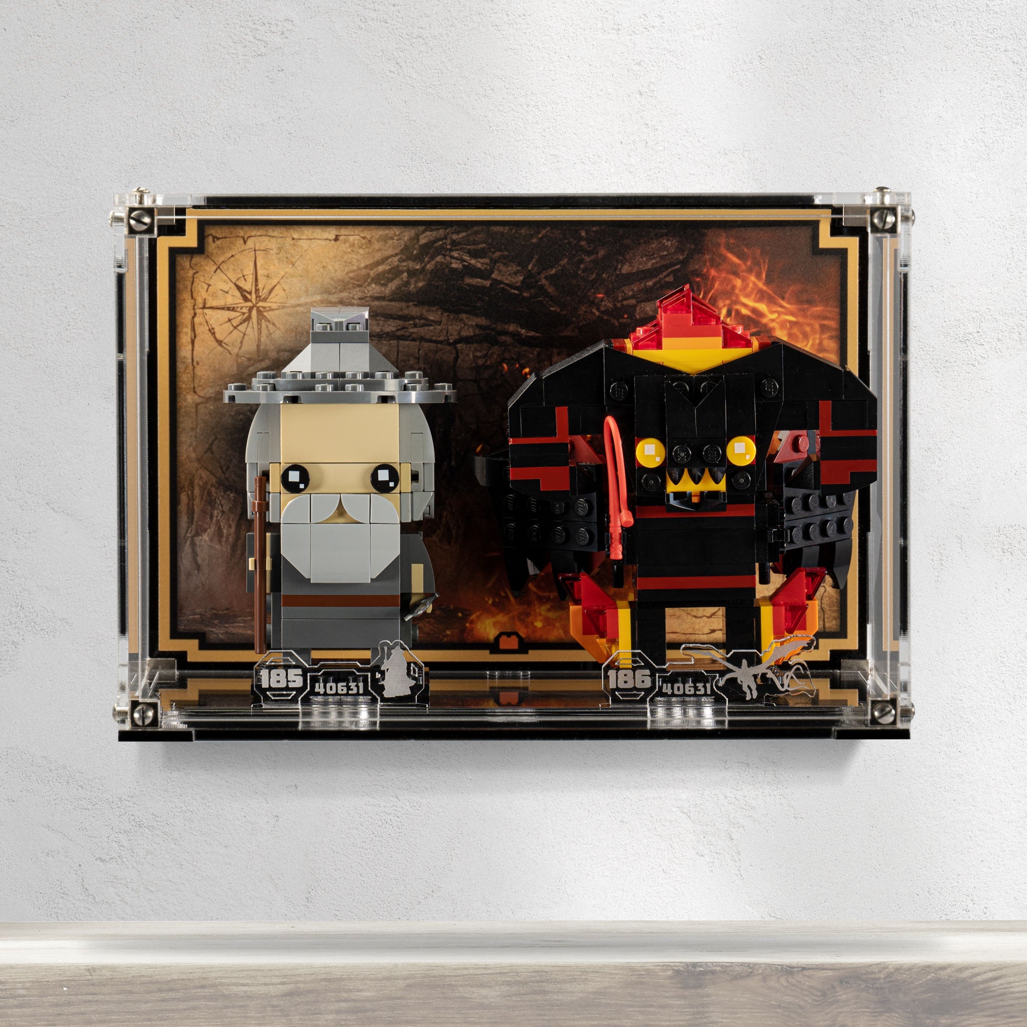 Wall mounted Display Case for LEGO® Brickheadz: Gandalf the Grey™ & Balrog™ (40631)
