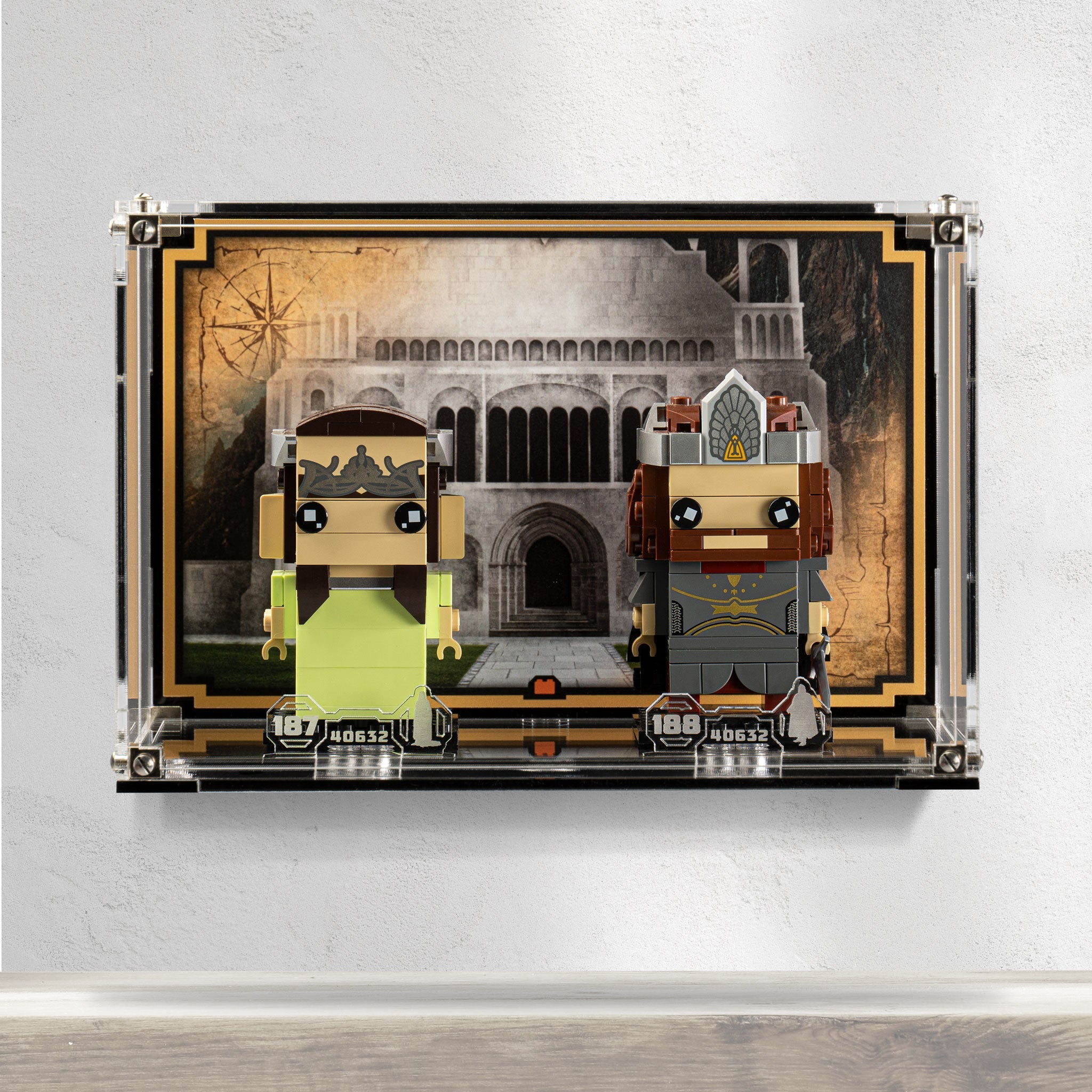Wall mounted Display Case for LEGO® Brickheadz: Aragorn™ & Arwen™ (40632)