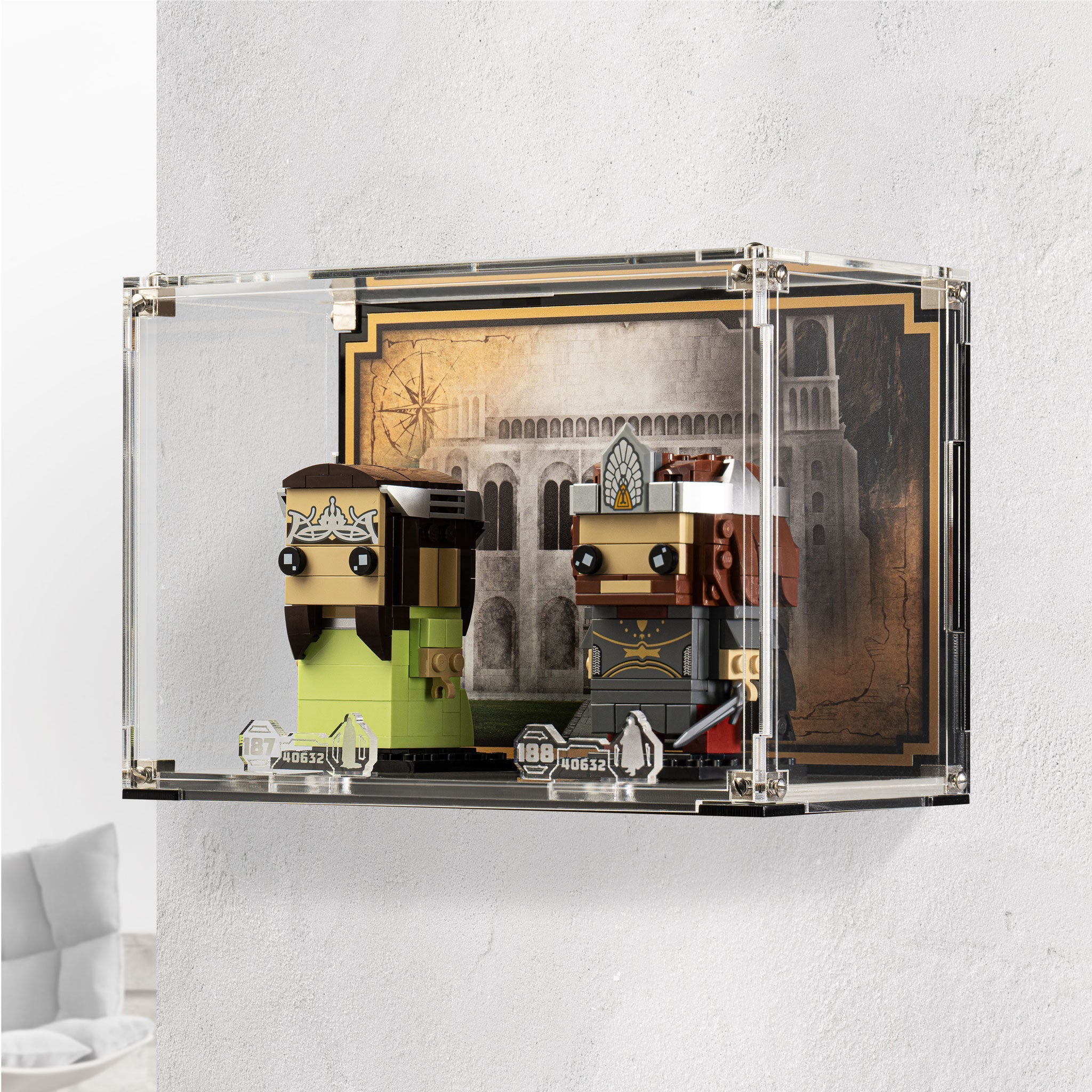 Wall mounted Display Case for LEGO® Brickheadz: Aragorn™ & Arwen™ (40632)