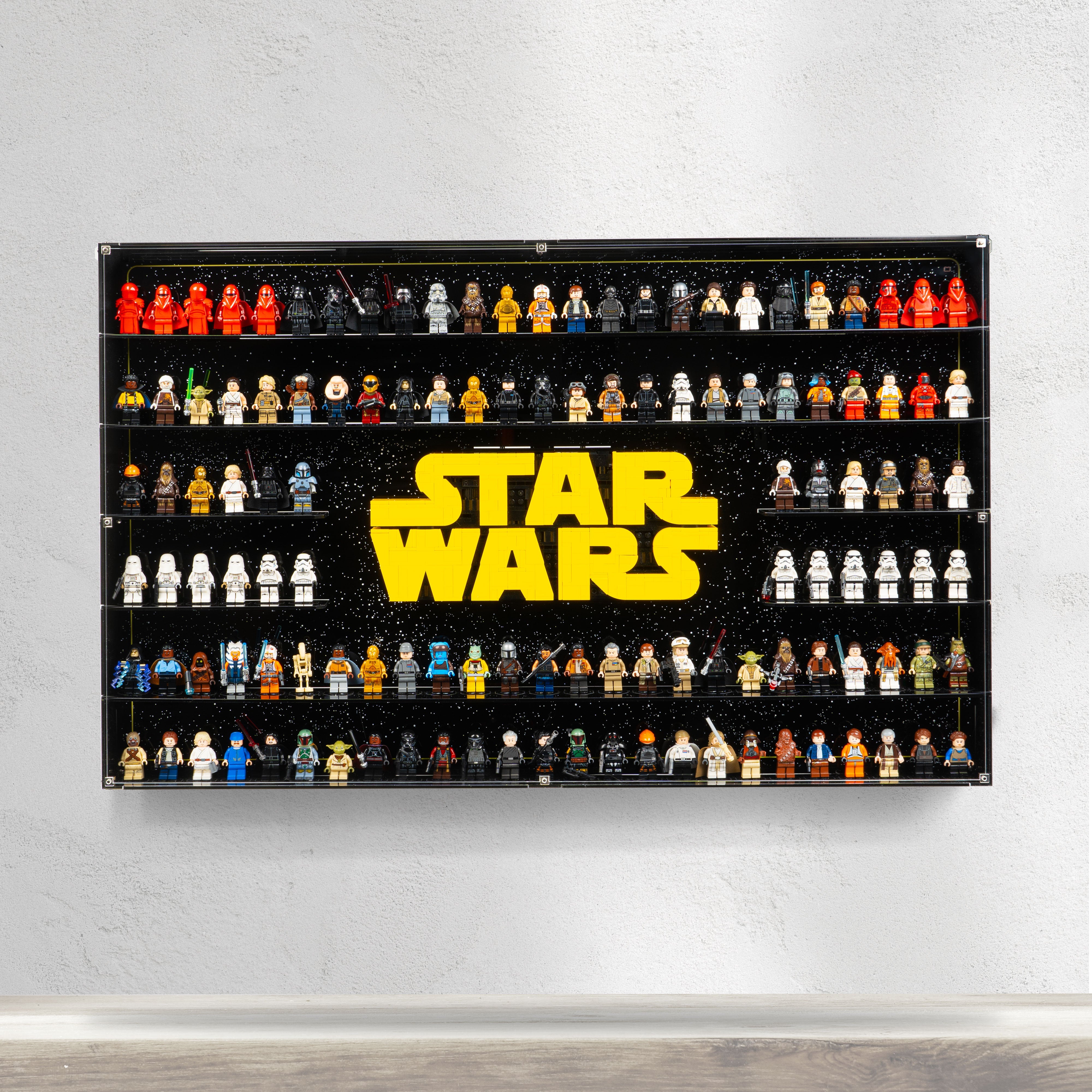 Wall Mounted Display Case for LEGO® Star Wars: Brick-Built Star Wars Logo & 124 Minifigures (75407)