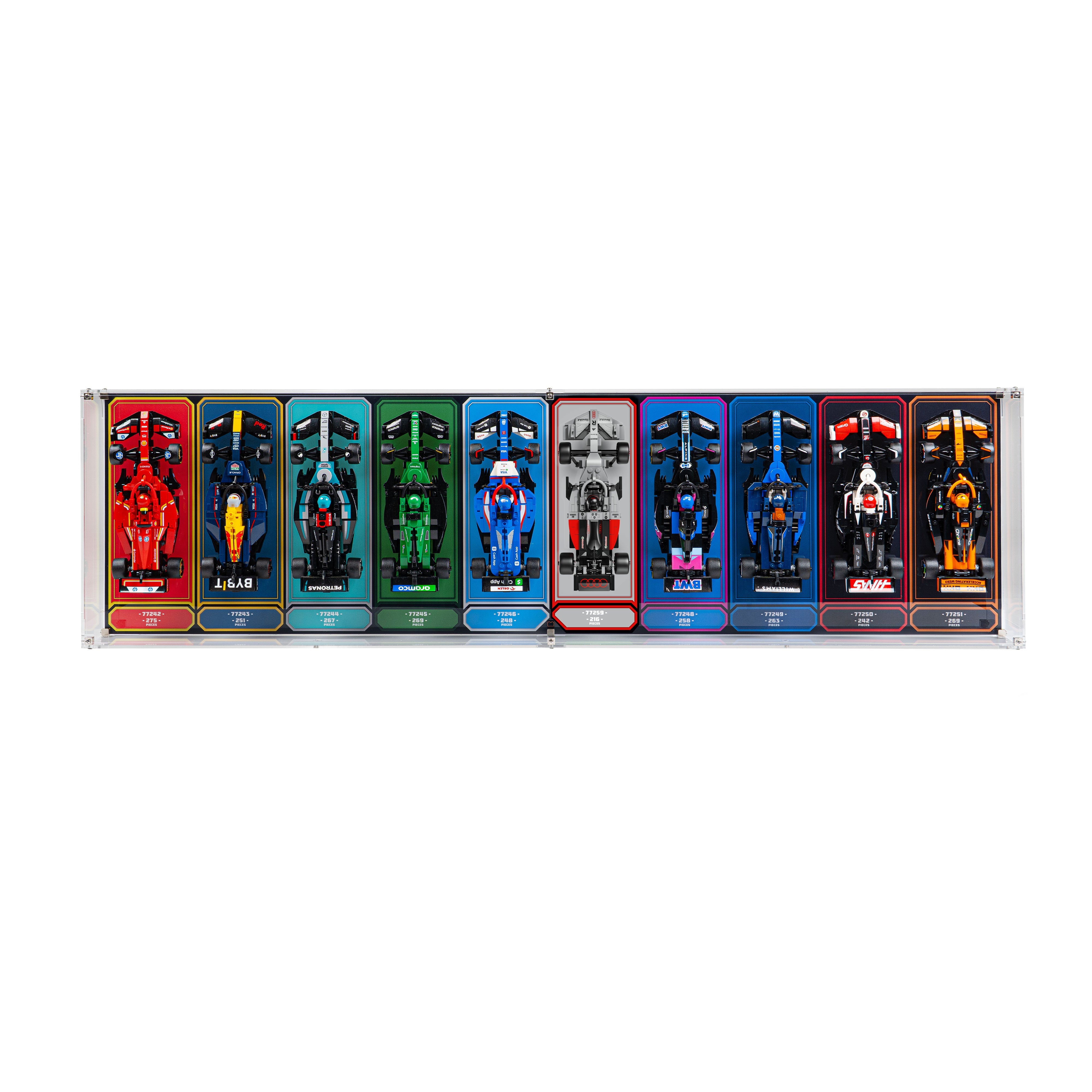 Wall Mountable Display Case for 10 x LEGO® Speed Champions: Formula 1 Range