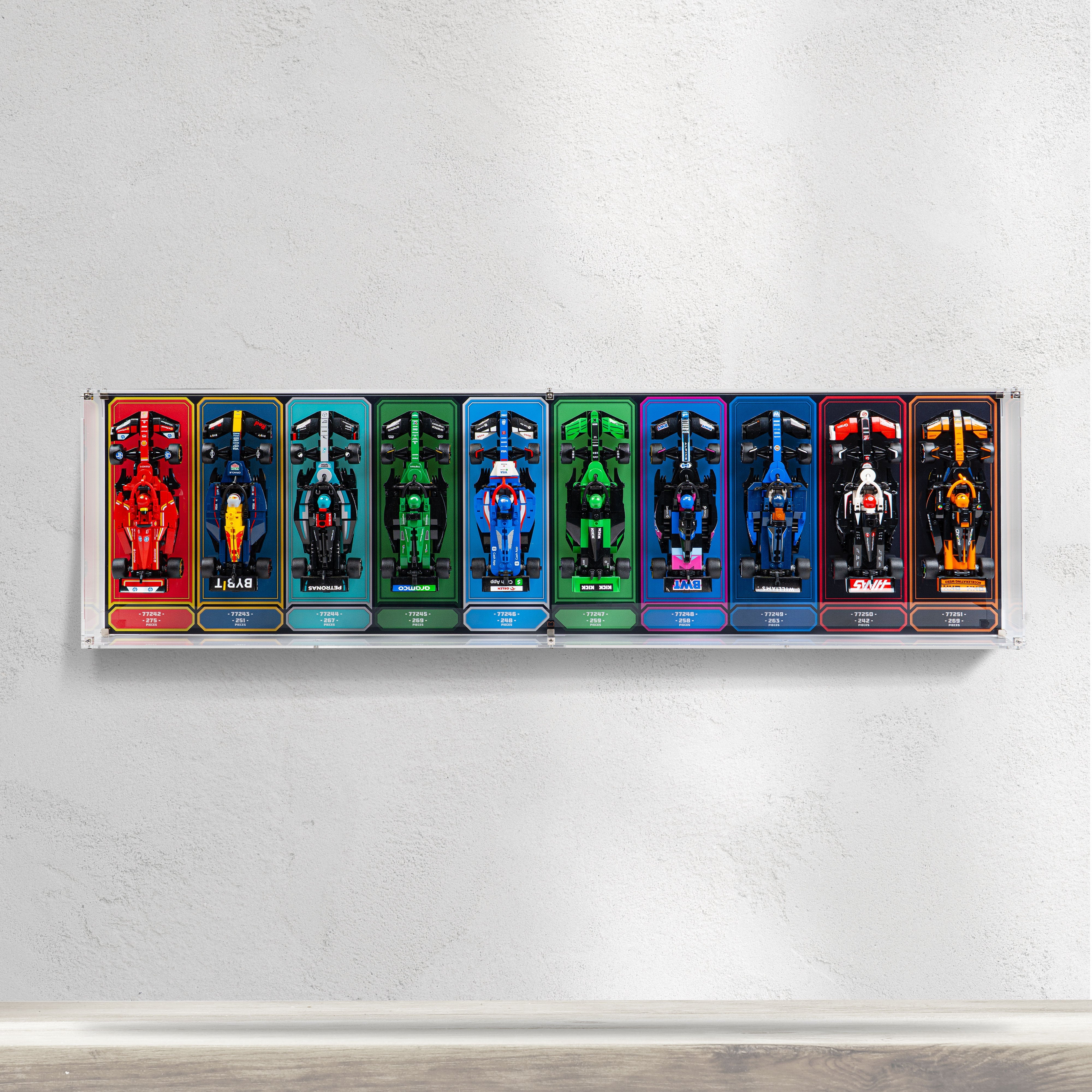 Wall Mountable Display Case for 10 x LEGO® Speed Champions: Formula 1 Range