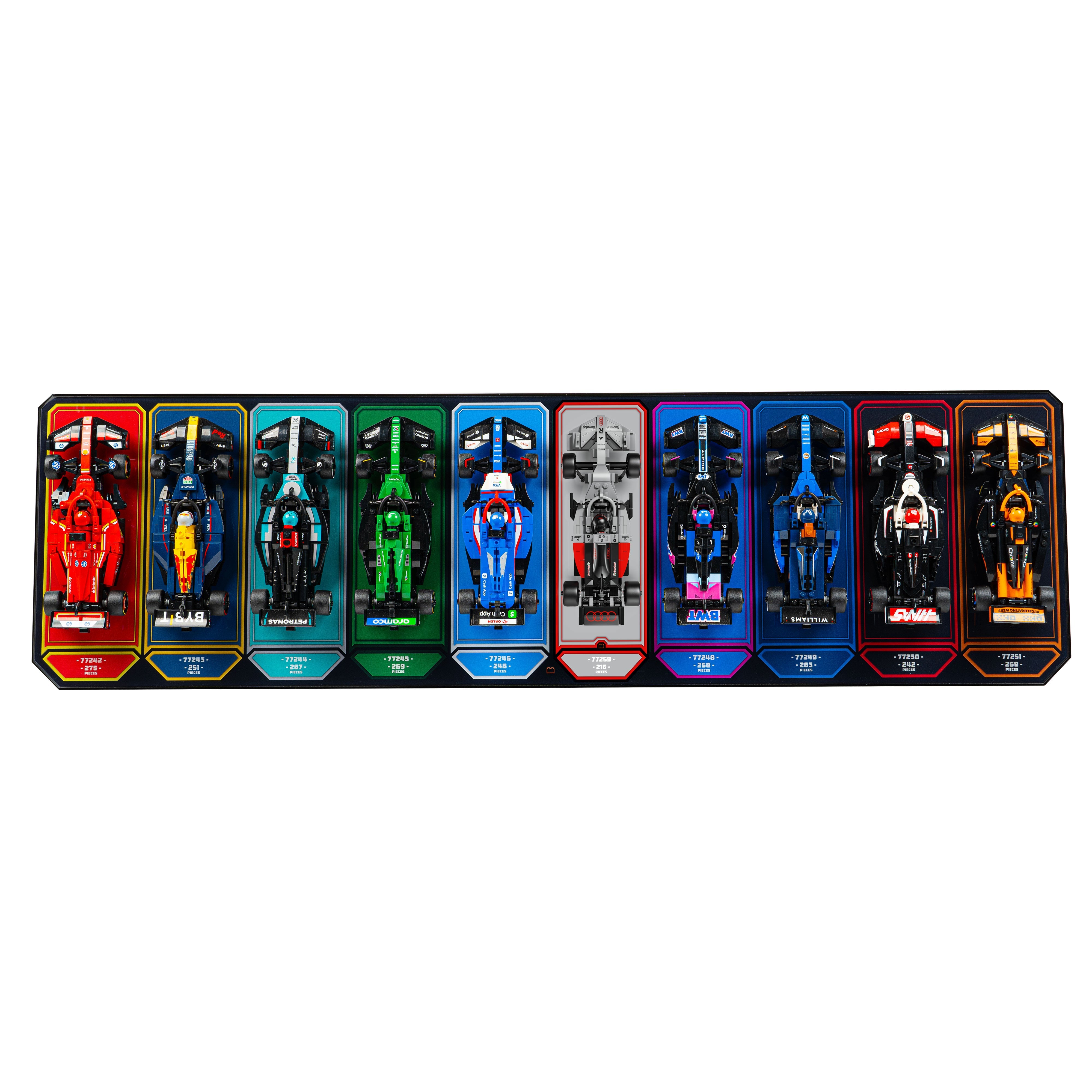 Wall Mountable Display Stand for 10 x LEGO® Speed Champions: Formula 1 Range