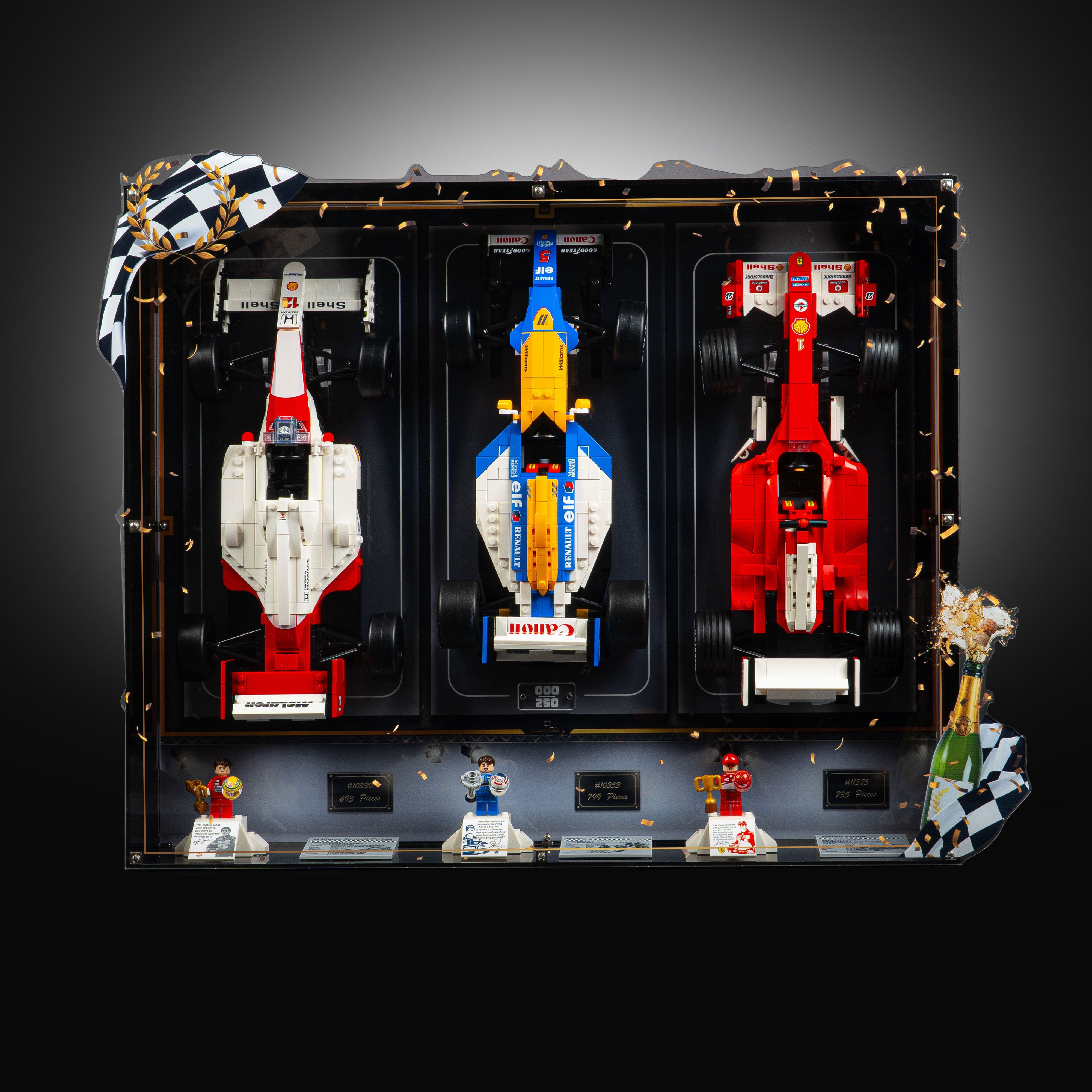 Limited Edition Wall Mountable Display Case for LEGO® Icons: F1 Legends (10330, 10353, 11375)