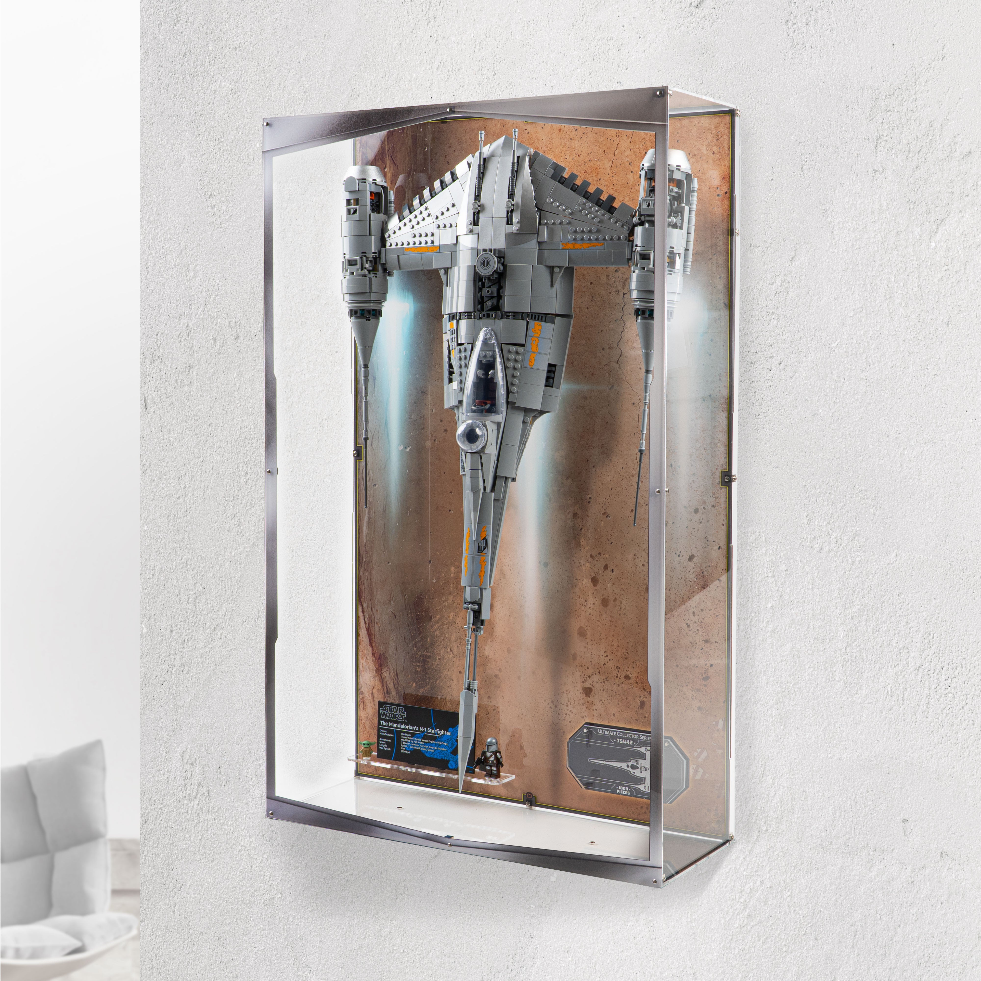 Wall Mountable Display Case for LEGO® Star Wars™ The Mandalorian's N-1 Starfighter™ (75442)