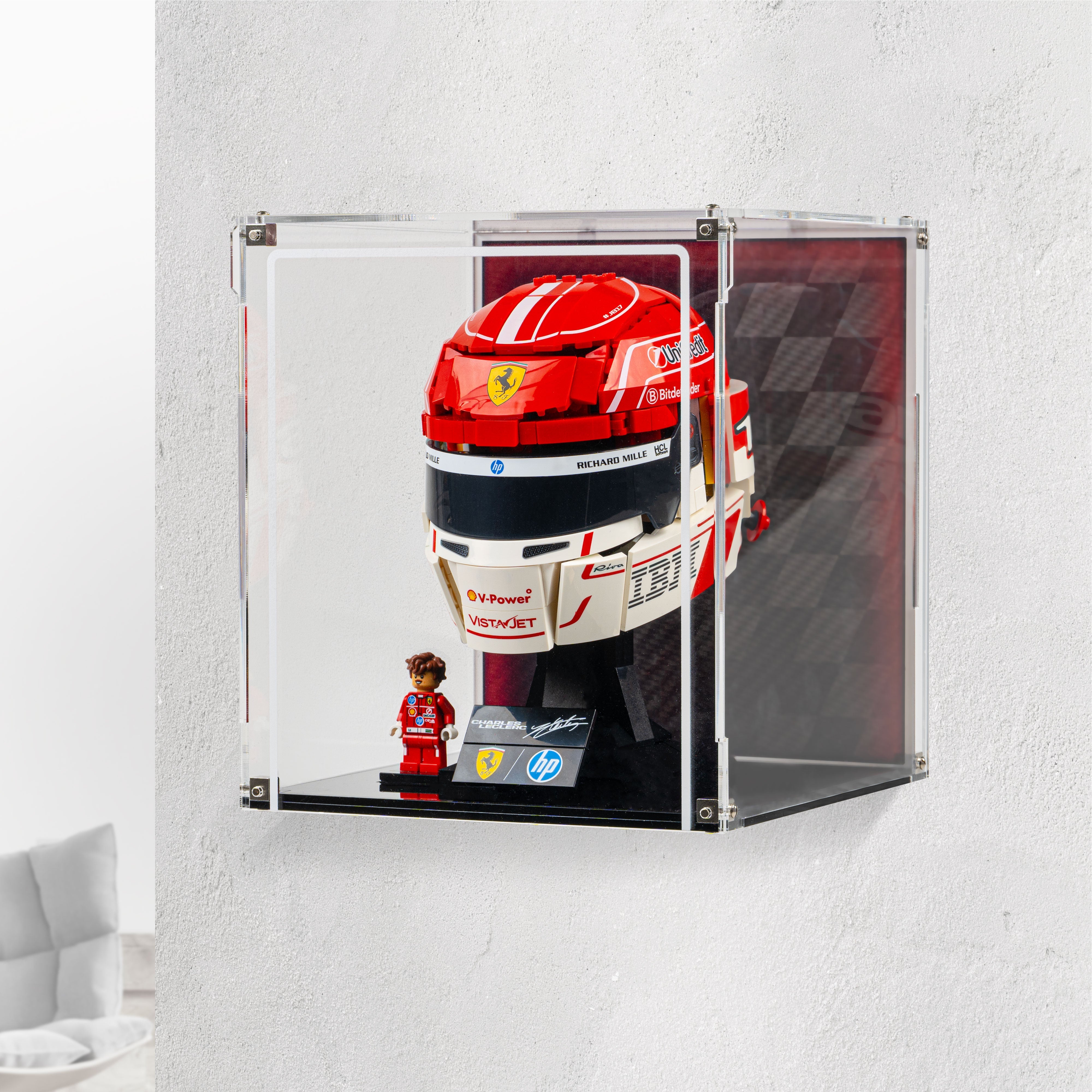 Wall Mountable Display Case for LEGO® Editions: Scuderia Ferrari HP Charles Leclerc Helmet (43014)