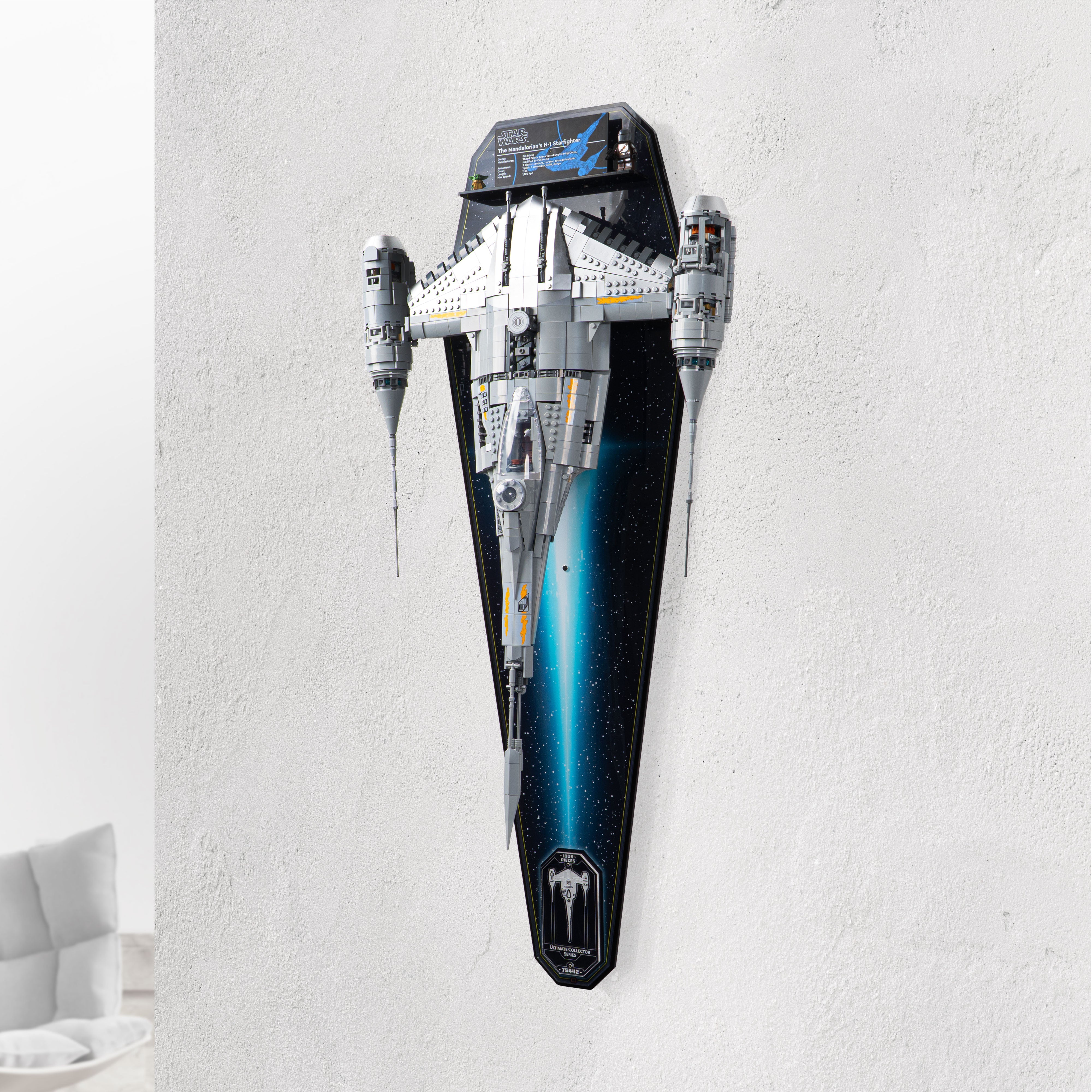 Wall Mounted Display Stand for LEGO® Star Wars™ The Mandalorian's N-1 Starfighter™ (75442)
