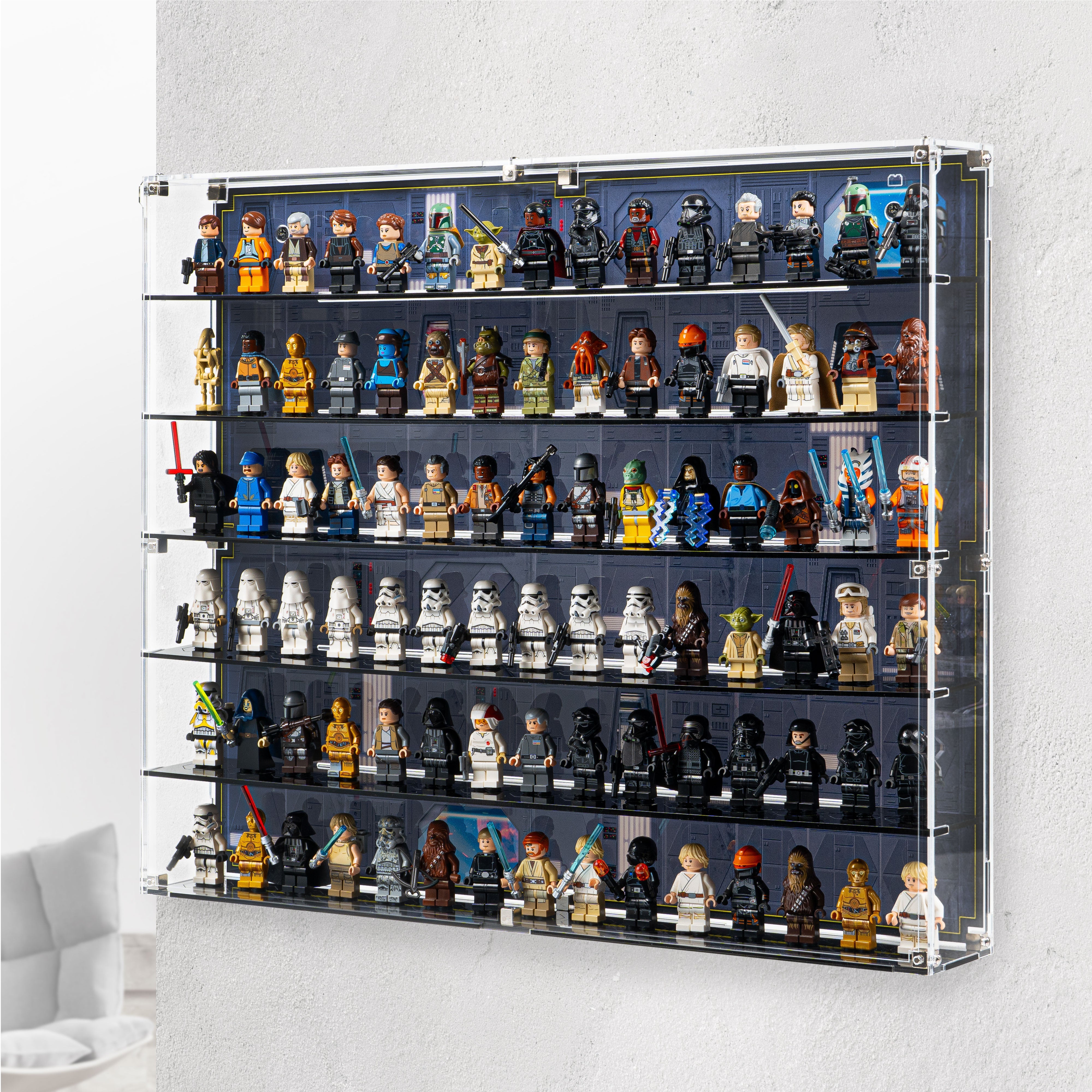 Star Wars Themed Wall Mounted Tiered Display Cases for LEGO® Minifigures