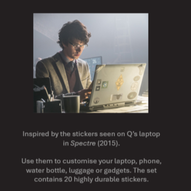 James Bond Q Laptop Sticker Set - Spectre Edition (Outlet Item)