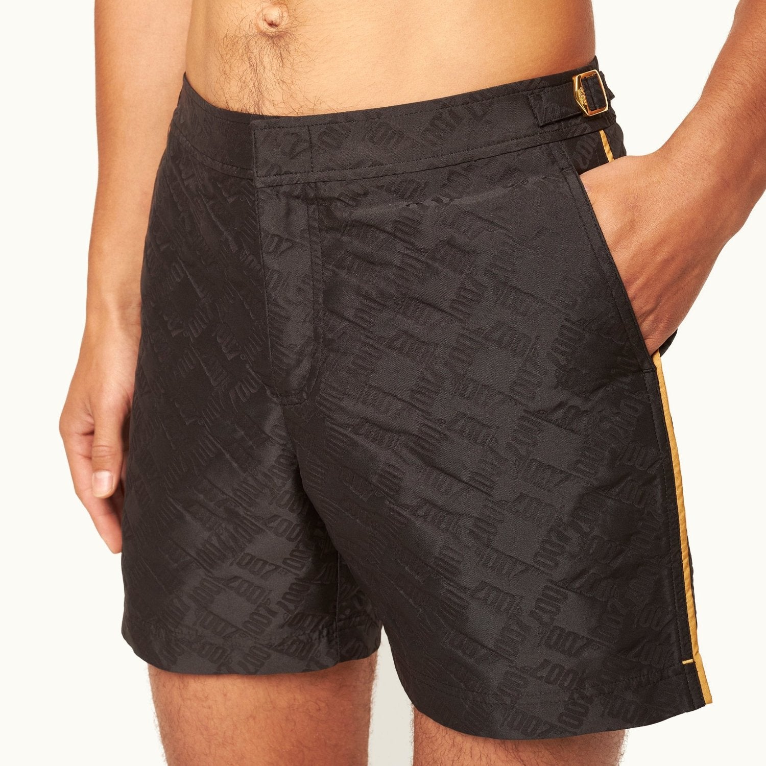 James Bond Gold Trim Jacquard Swim Shorts - By Orlebar Brown