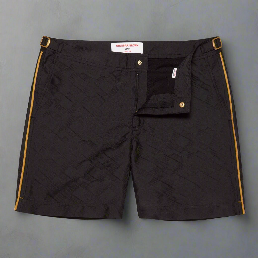 James Bond Gold Trim Jacquard Swim Shorts - By Orlebar Brown