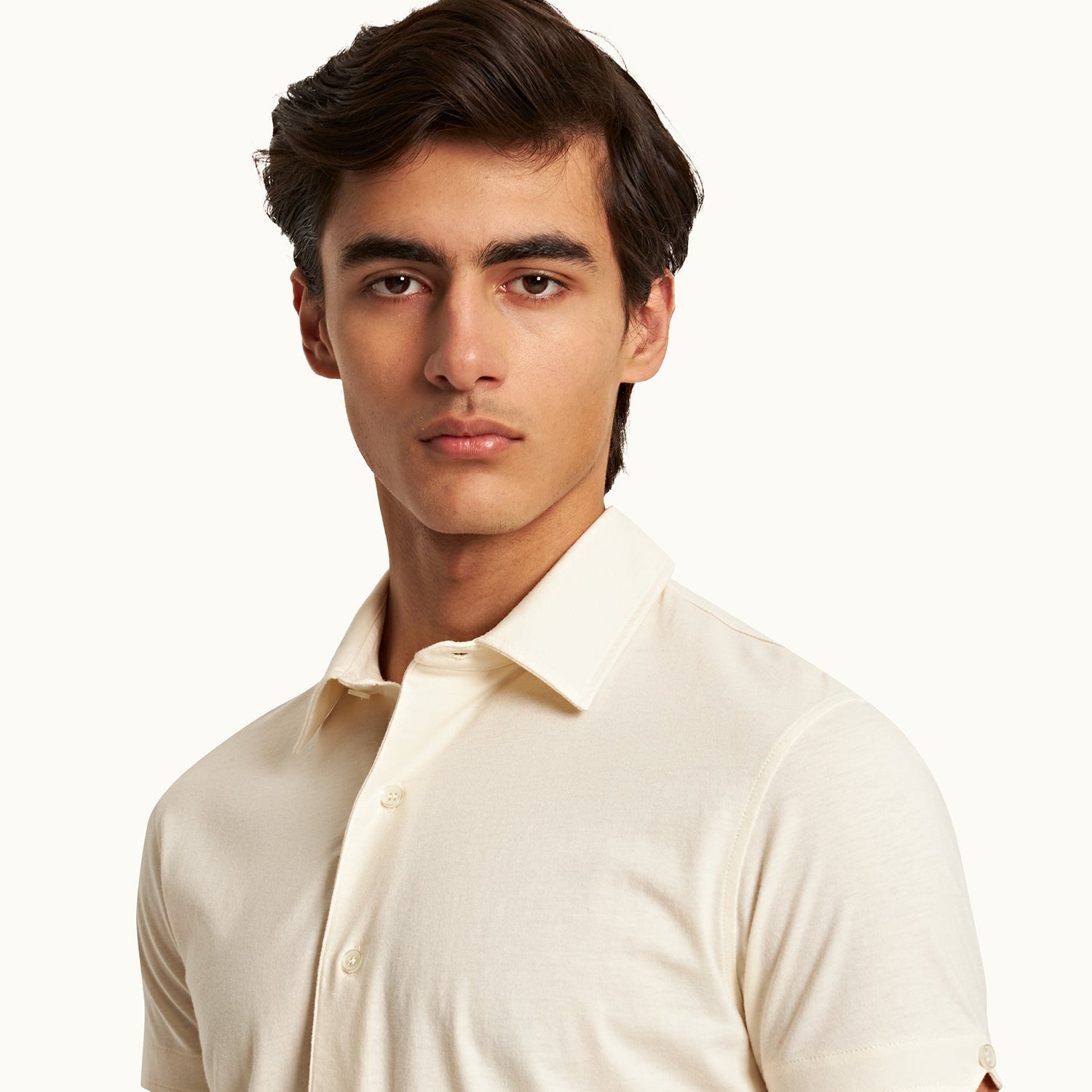 James Bond Cream Cotton Silk Polo Shirt - By Orlebar Brown