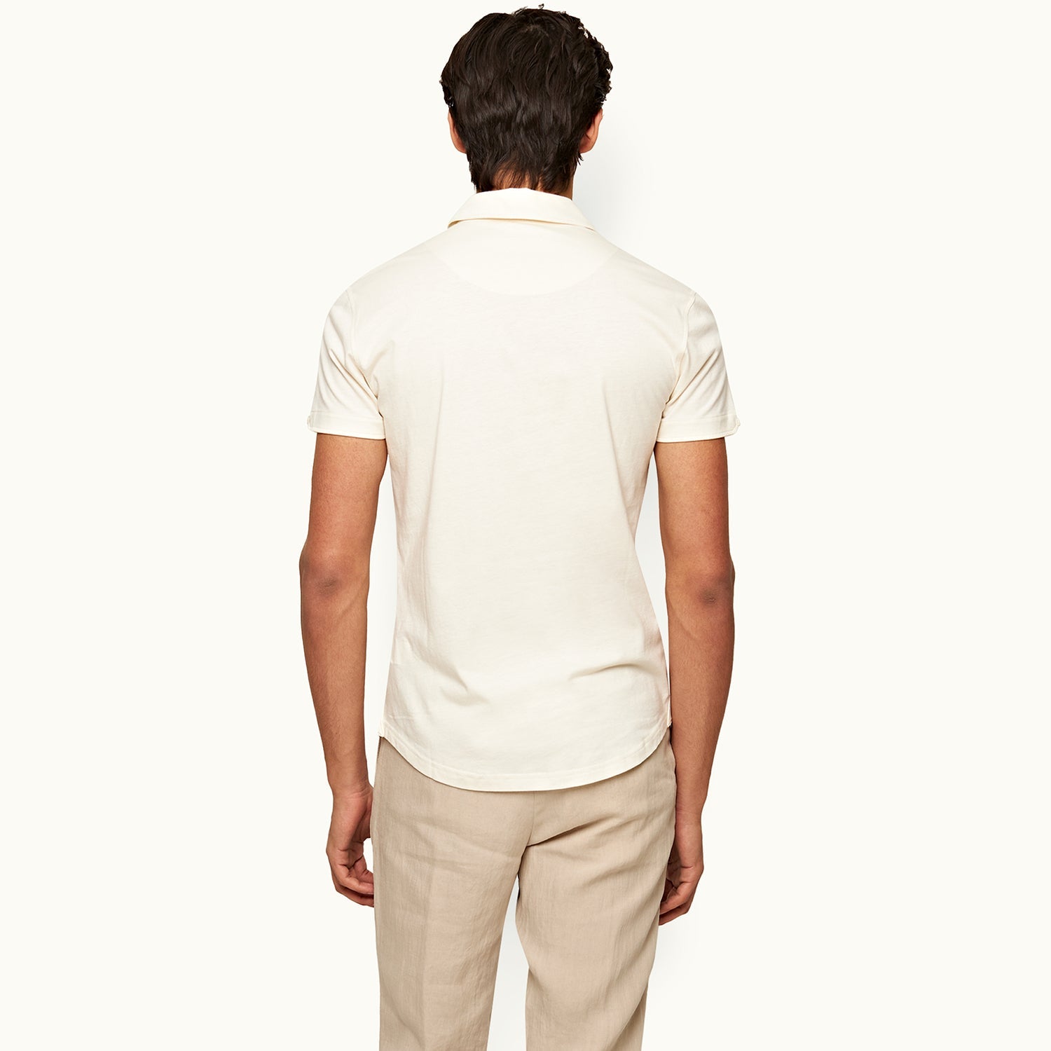 James Bond Cream Cotton Silk Polo Shirt - By Orlebar Brown