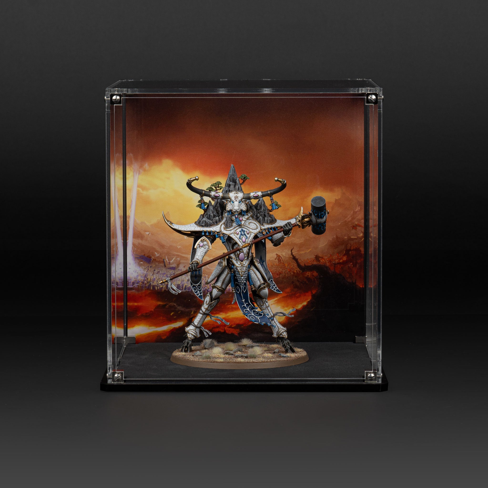 Oversized Miniature Display Case for Warhammer® with Eternal Conflict Background