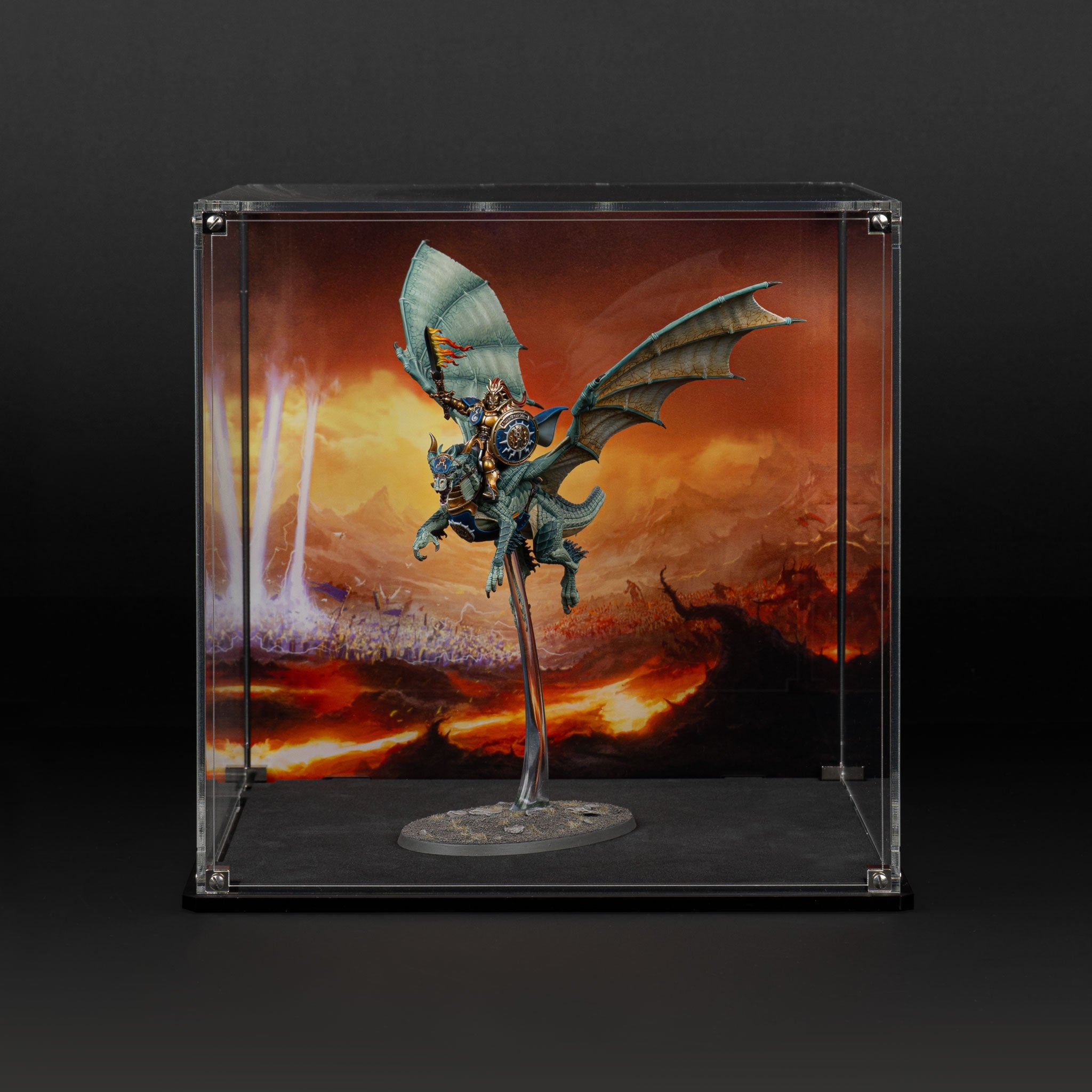 Oversized Miniature Display Case for Warhammer® with Eternal Conflict Background