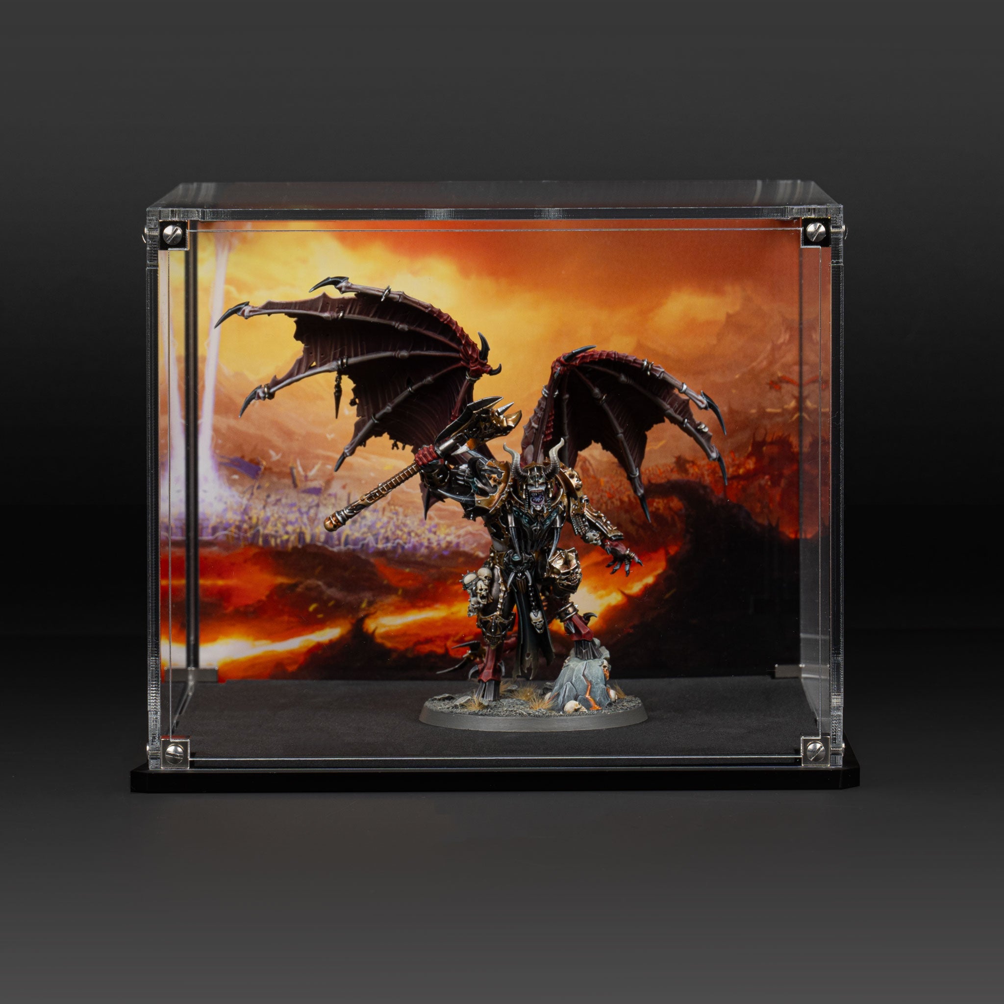 Oversized Miniature Display Case for Warhammer® with Eternal Conflict Background
