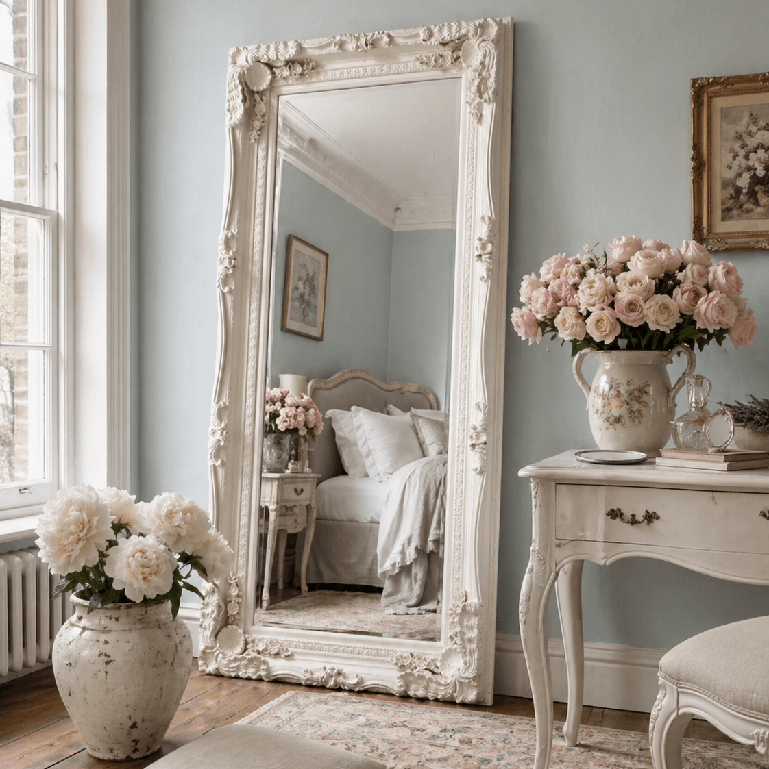 Charles Leaner Mirror in Cream 176cm x 90cm