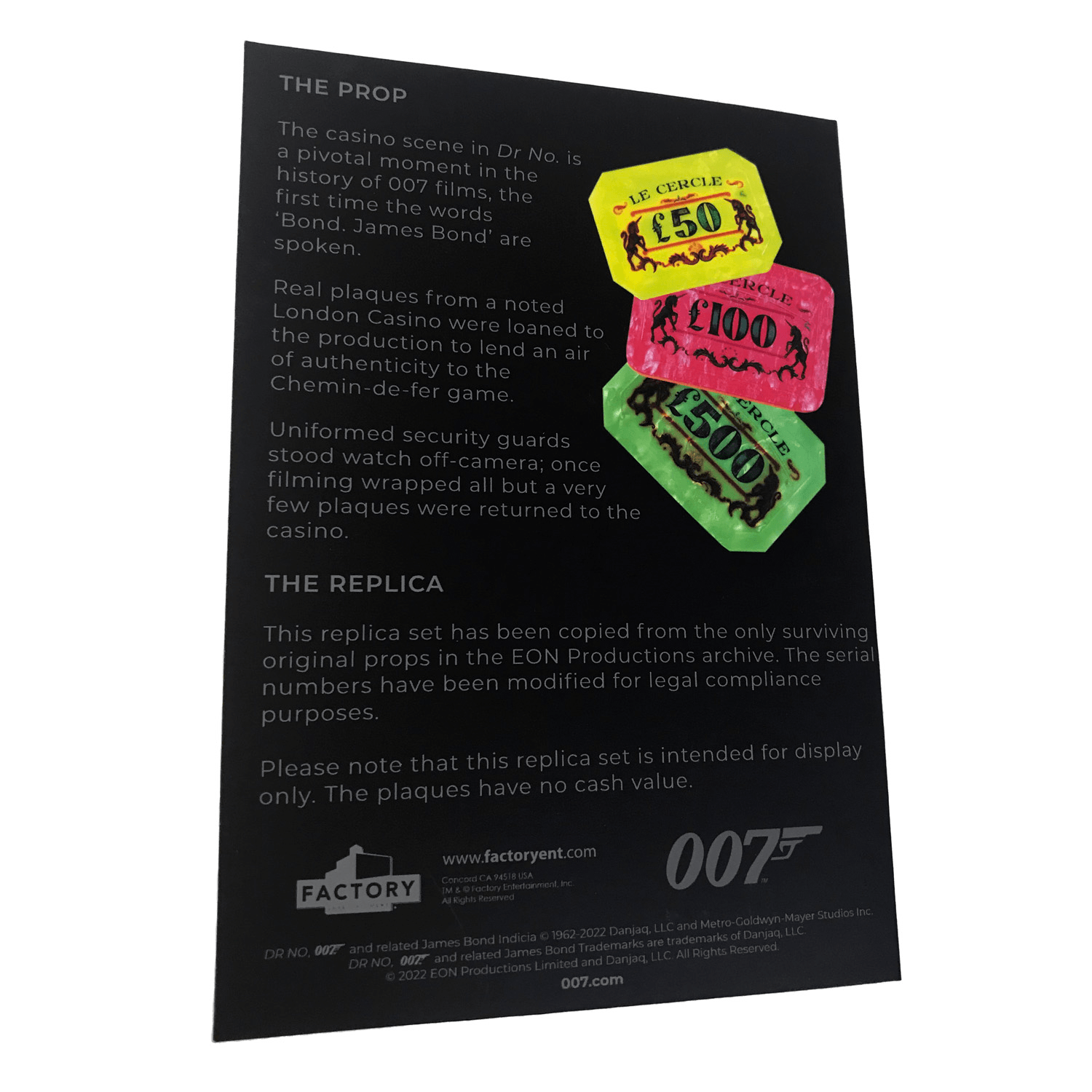 James Bond Casino Plaques Prop Replica - Dr. No Numbered Edition