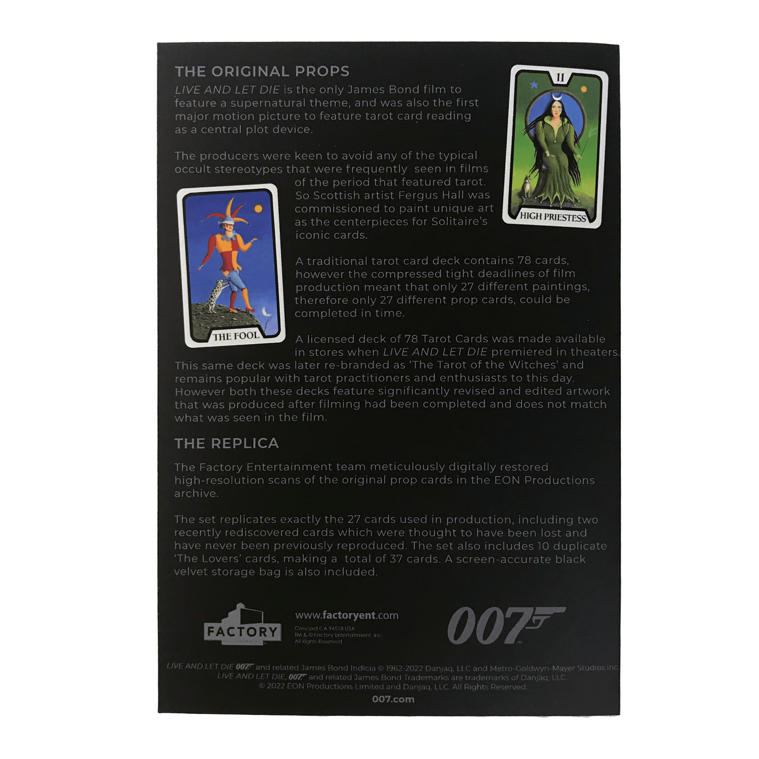 James Bond Tarot Cards Prop Replica - Live And Let Die Numbered Edition