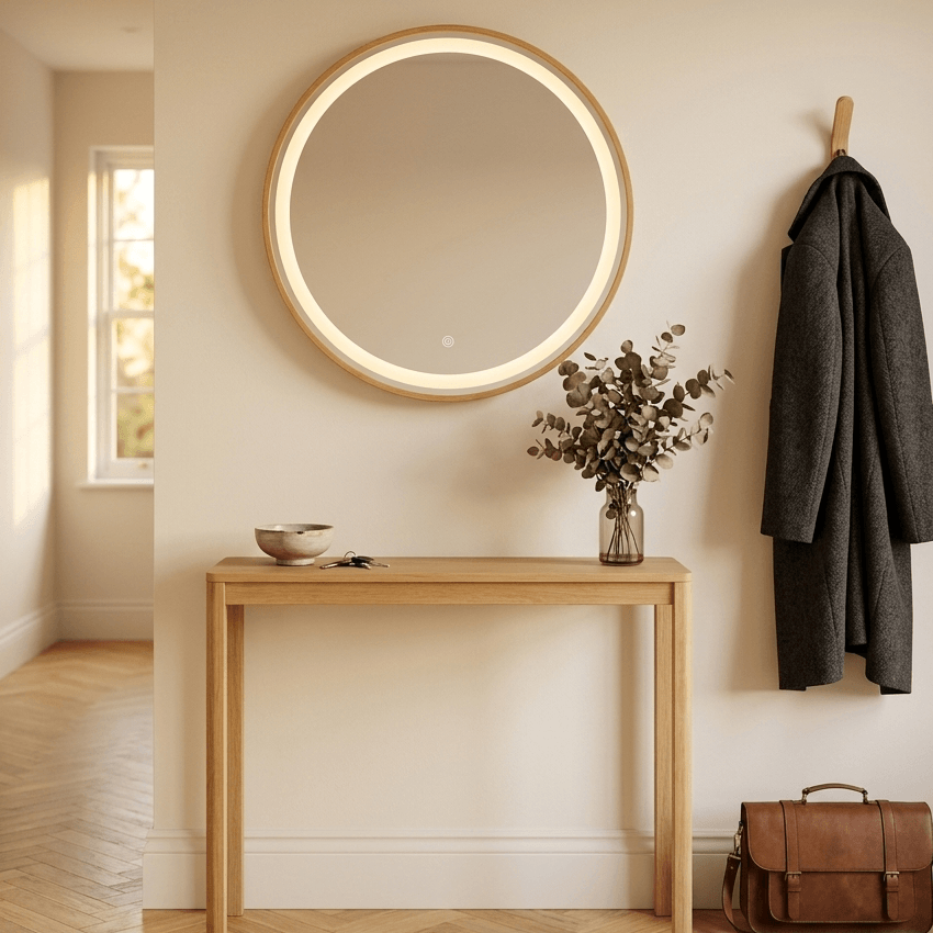 Pre Order End June Florence Round Oak Mirror 60cm