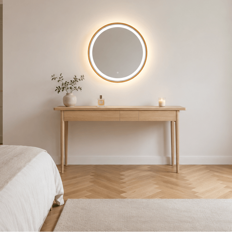 Pre Order End June Florence Round Oak Mirror 60cm