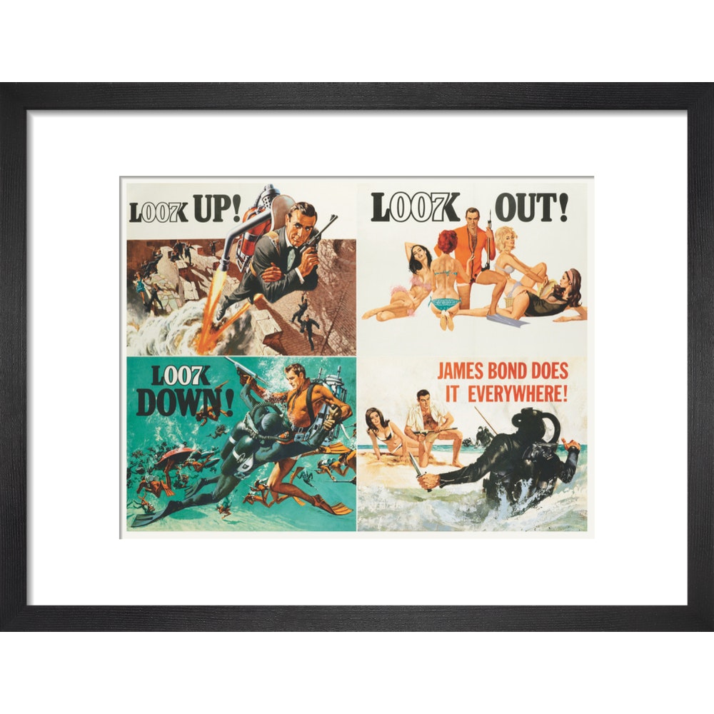 James Bond Thunderball Four-piece Framed Art Print - By King & McGaw