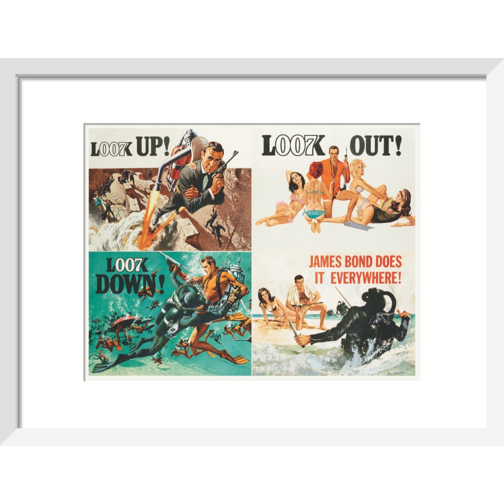 James Bond Thunderball Four-piece Framed Art Print - By King & McGaw