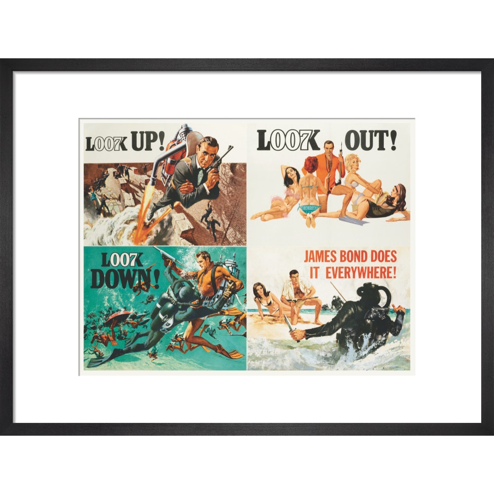 James Bond Thunderball Four-piece Framed Art Print - By King & McGaw