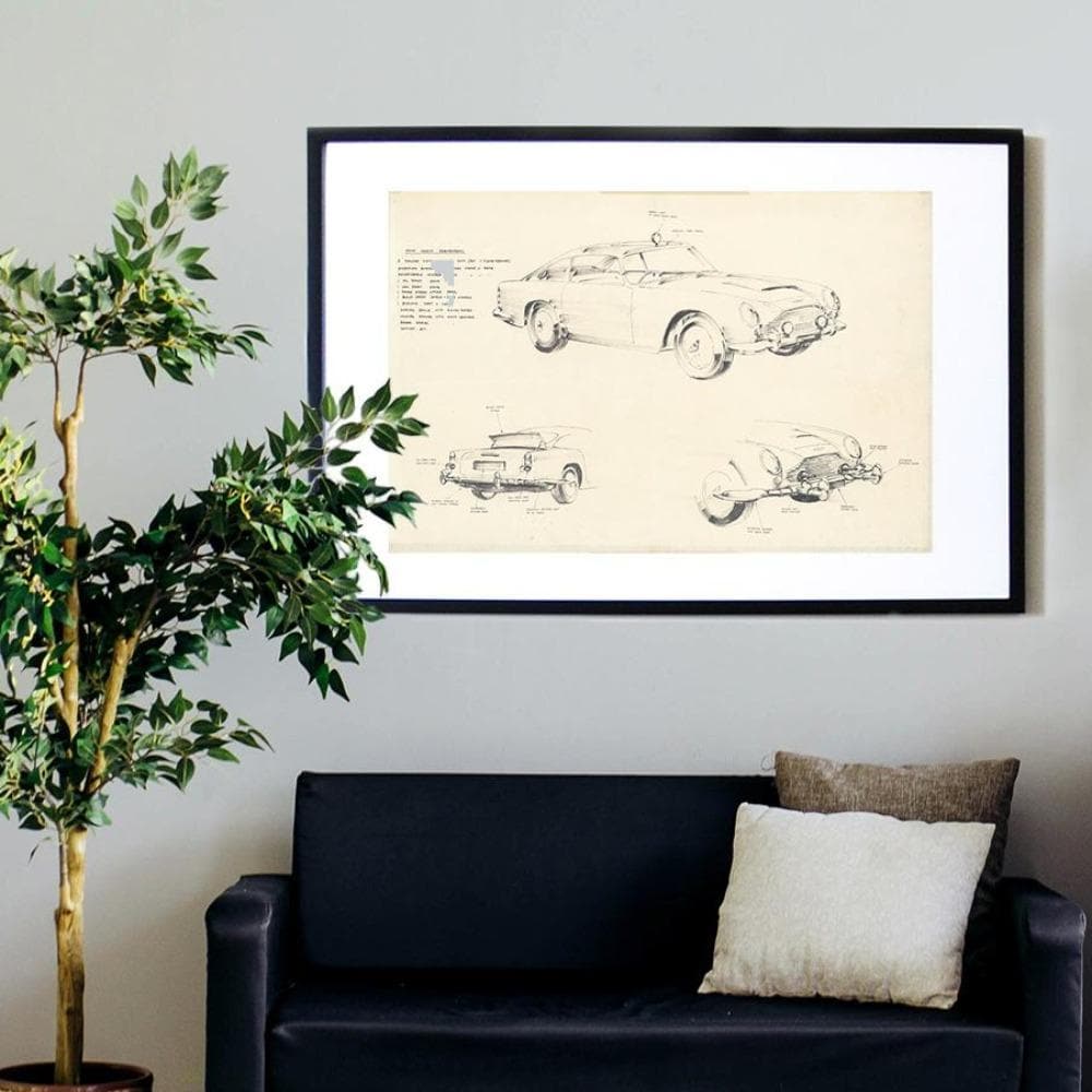 James Bond Ken Adam Aston Martin DB5 Art Print - Goldfinger Numbered Edition (Unframed)