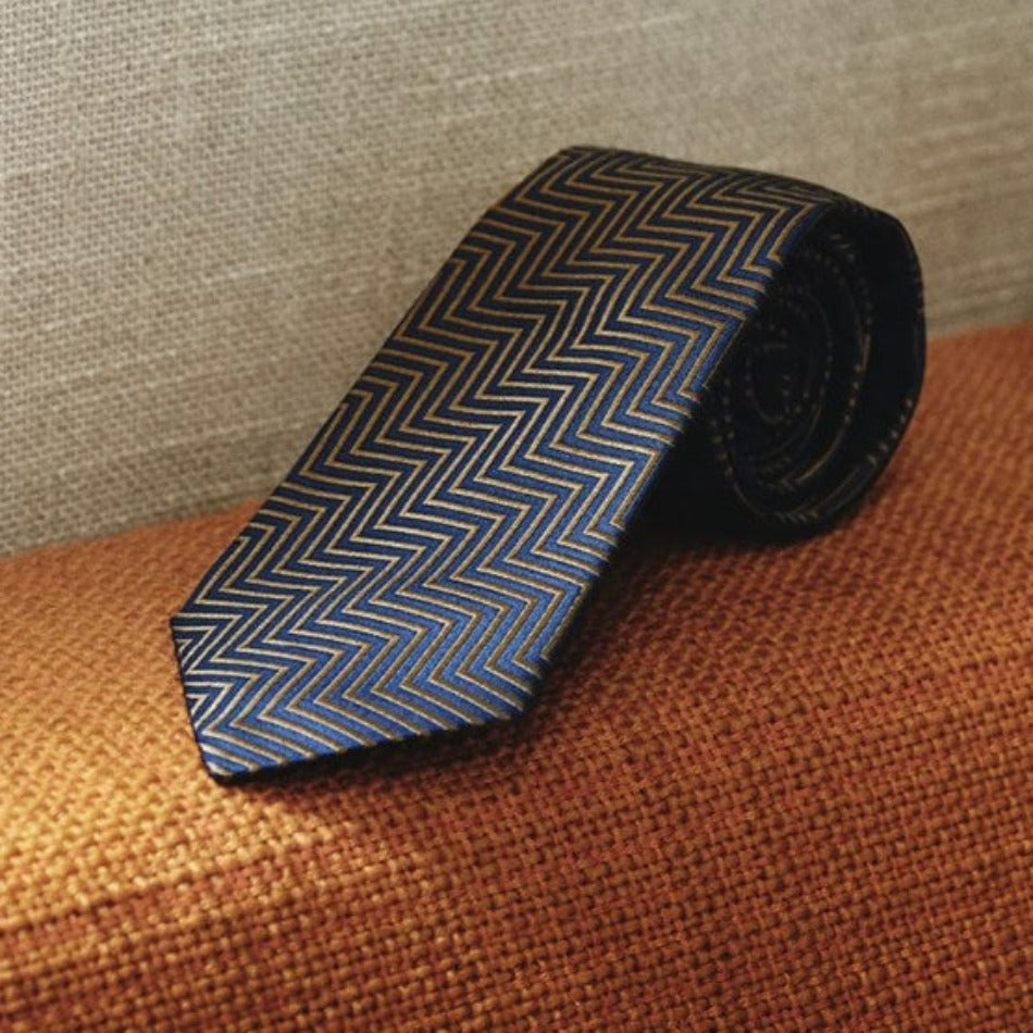 James Bond Zig Zag Silk Tie - The World Is Not Enough Edition - By Turnbull & Asser