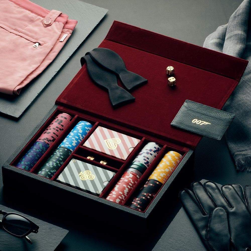 James Bond 007 Personalised Leather-covered Poker Set