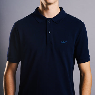 James Bond 007 Embroidered Cotton Polo Shirt - Navy Edition