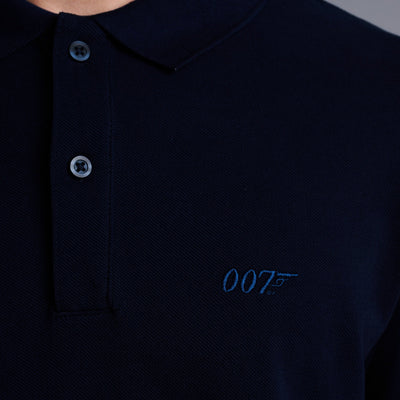 James Bond 007 Embroidered Cotton Polo Shirt - Navy Edition