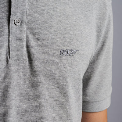 James Bond 007 Embroidered Cotton Polo Shirt - Grey Marl Edition