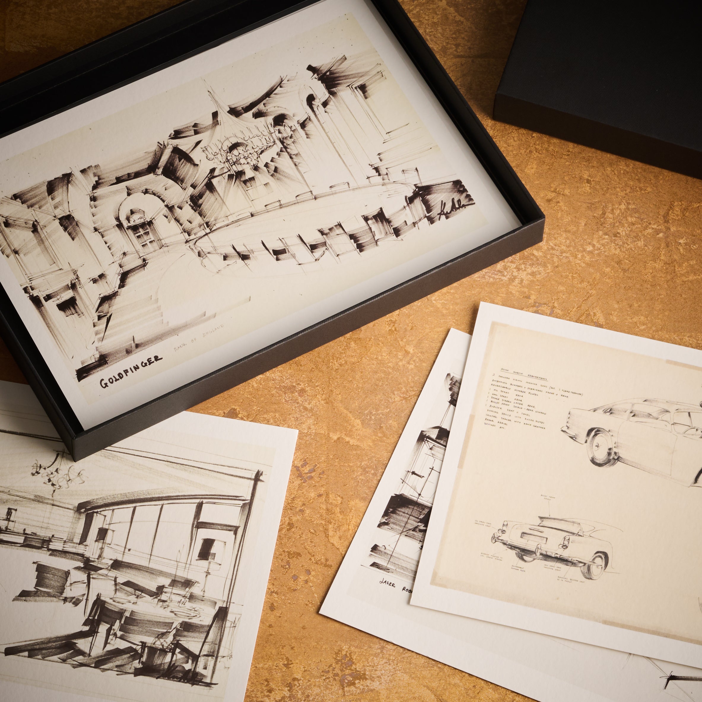 James Bond Ken Adam Goldfinger Art Print Set - Numbered Edition (Unframed)