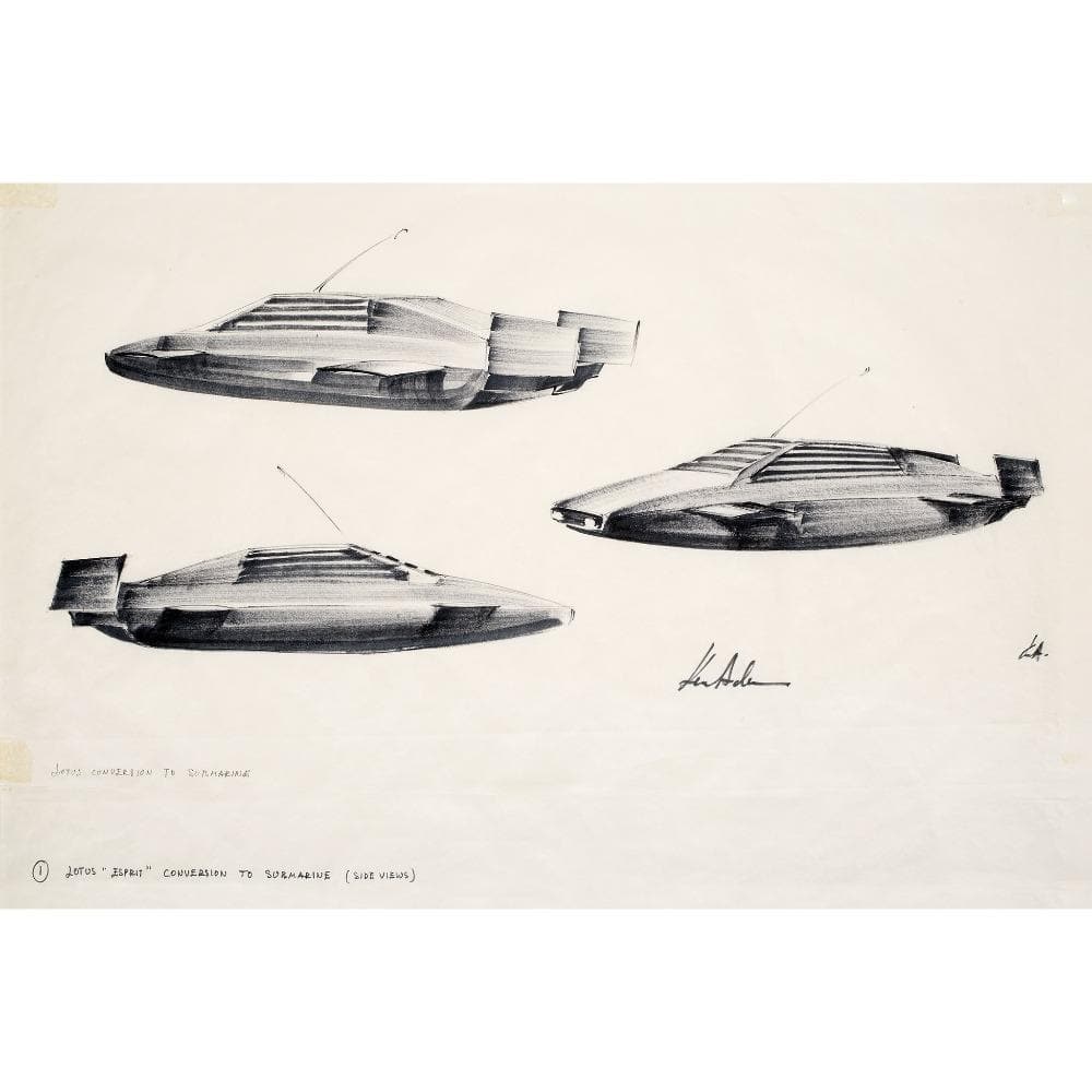 James Bond Ken Adam Lotus Esprit Art Print - The Spy Who Loved Me Numbered Edition (Unframed)