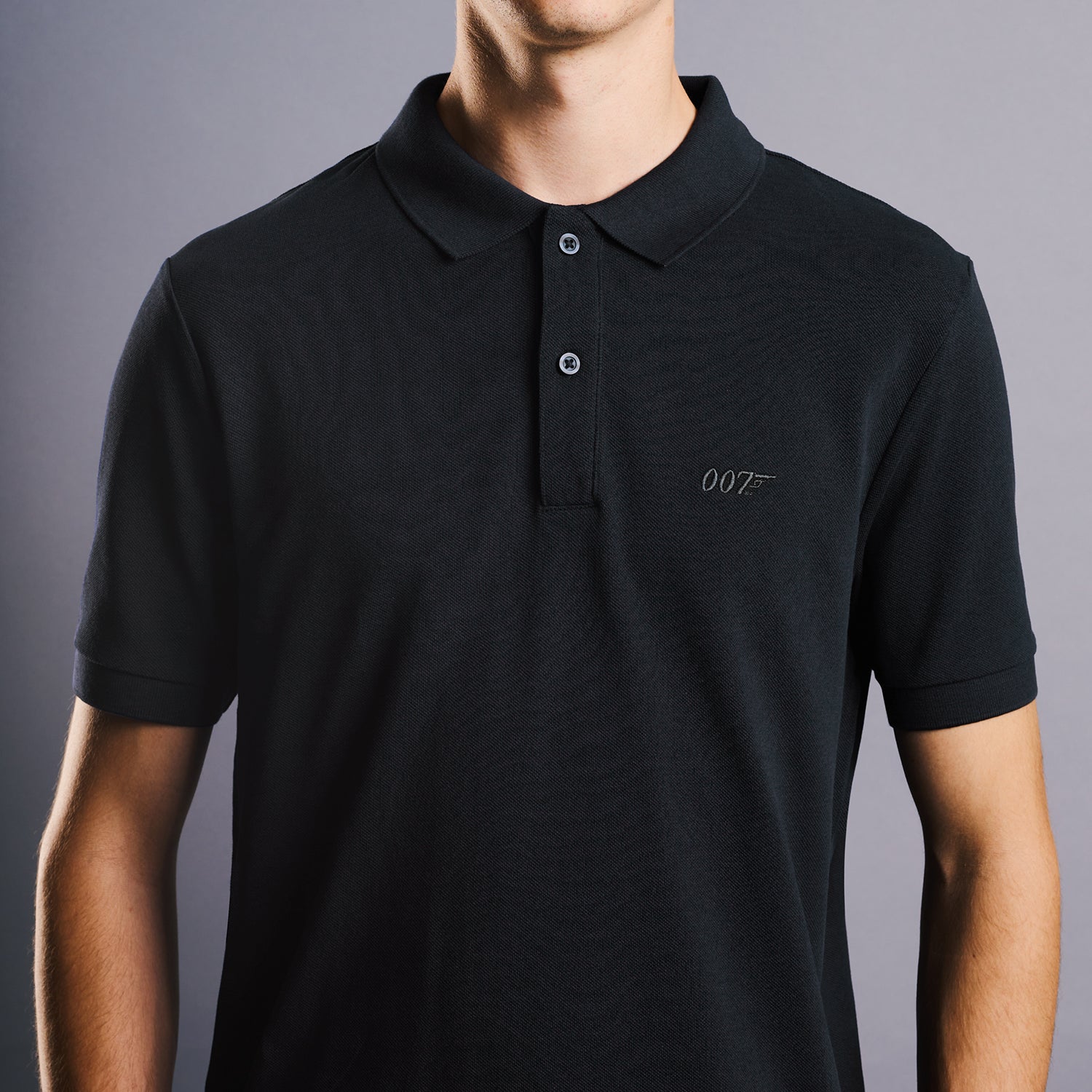 James Bond 007 Embroidered Cotton Polo Shirt - Black Edition