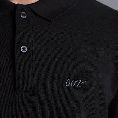 James Bond 007 Embroidered Cotton Polo Shirt - Black Edition