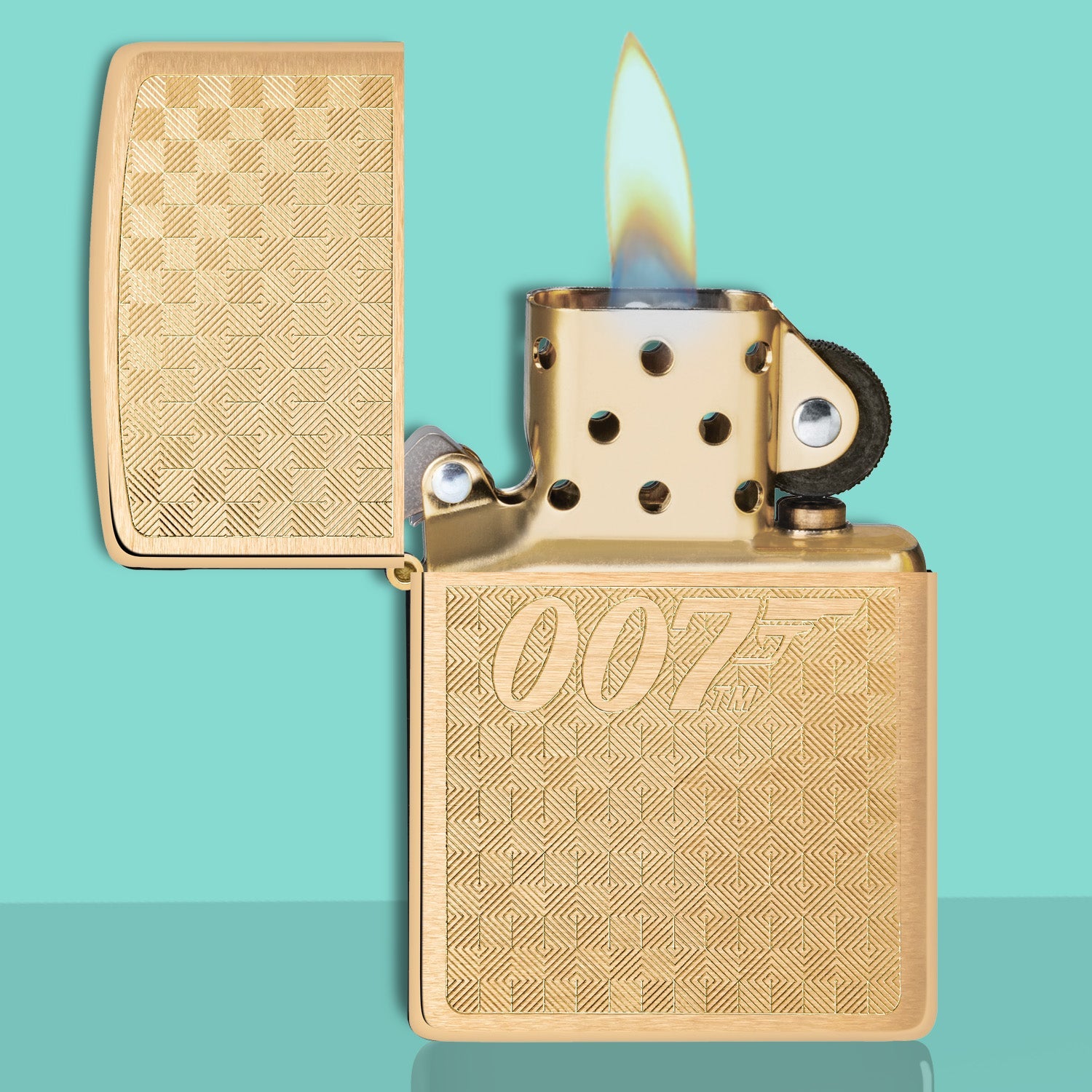James Bond Zippo Lighter - Brass Checkerboard Edition