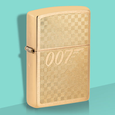 James Bond Zippo Lighter - Brass Checkerboard Edition